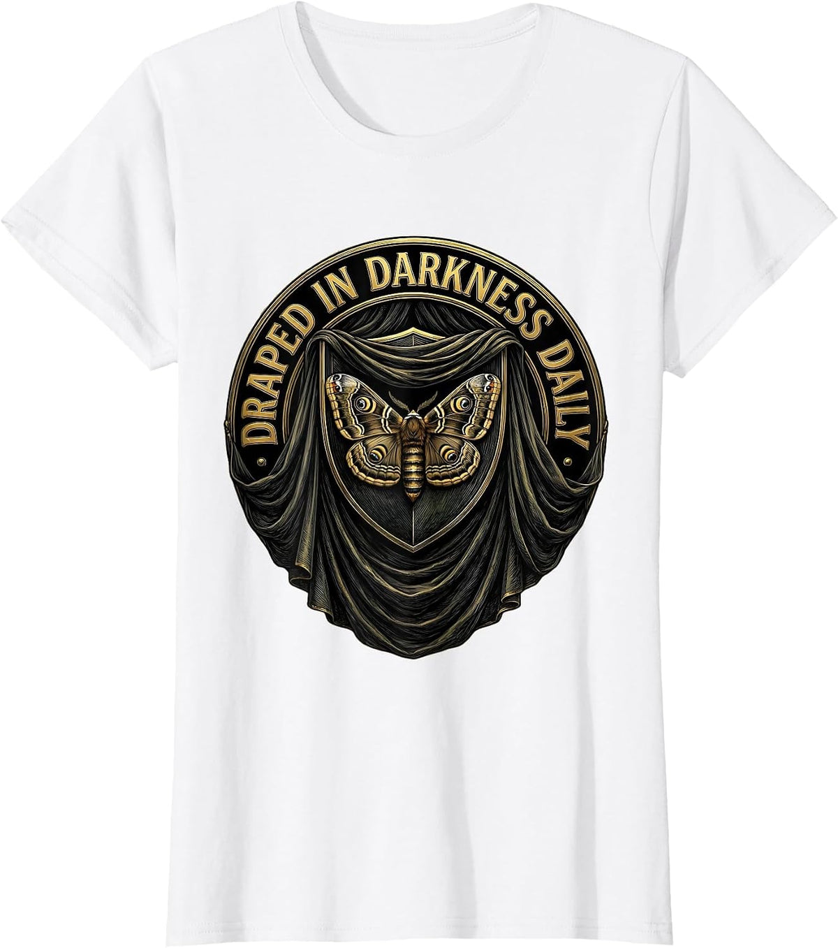 Draped in Darkness Daily Goth Design T-Shirt - White