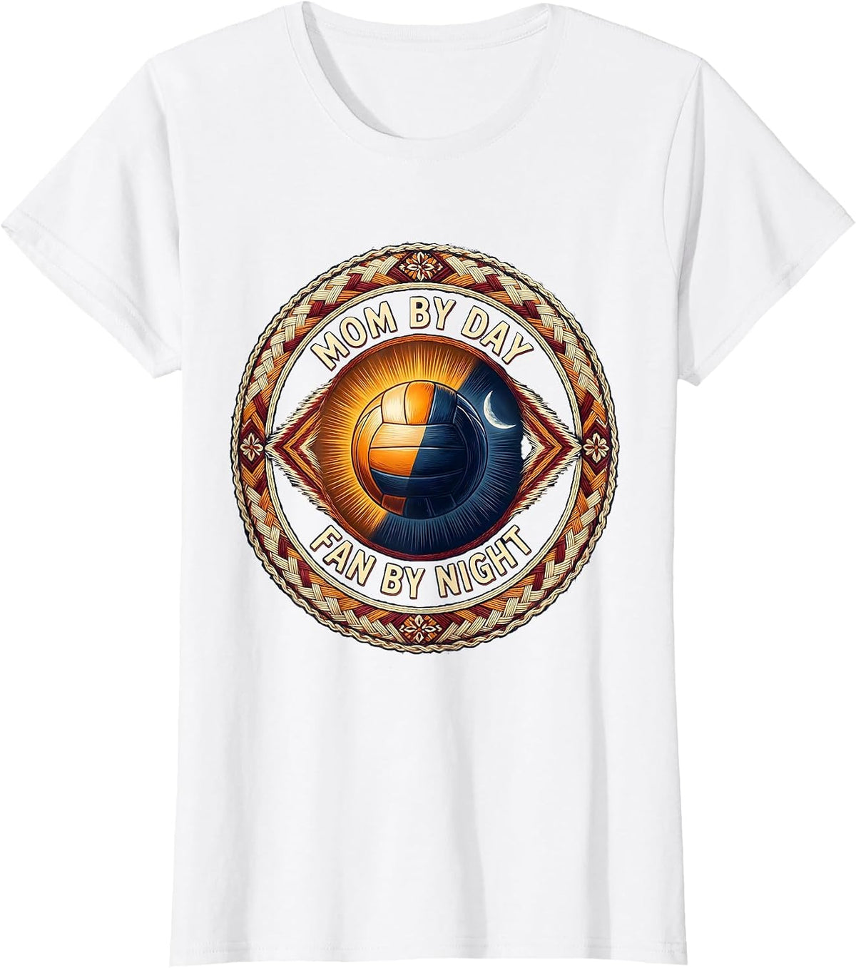 Mom By Day Fan By Night Volleyball Mom Design T-Shirt - White