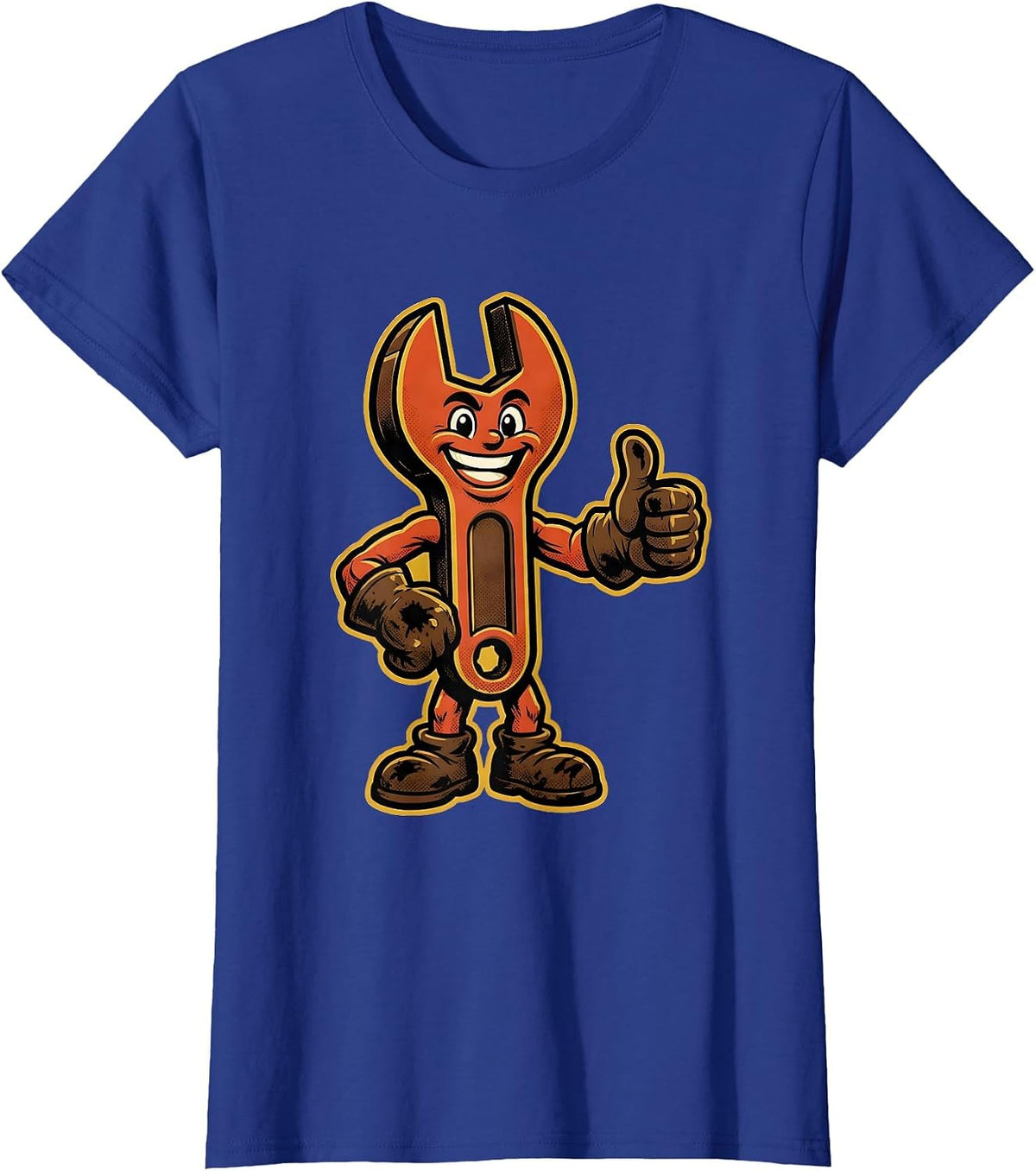 Women's Grease-Stained Wrench Grip Mechanic Graphic T-Shirt - Royal Blue