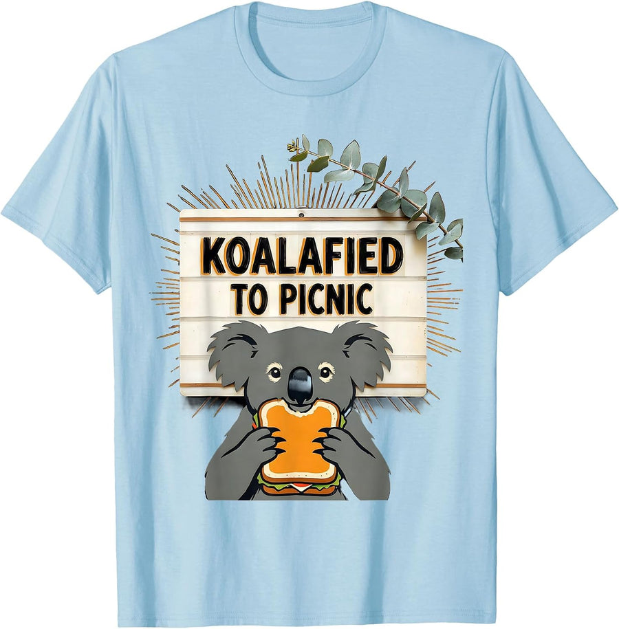 Men's Koalafied To Picnic Funny Koala Animal Lover Humor T-Shirt - Baby Blue