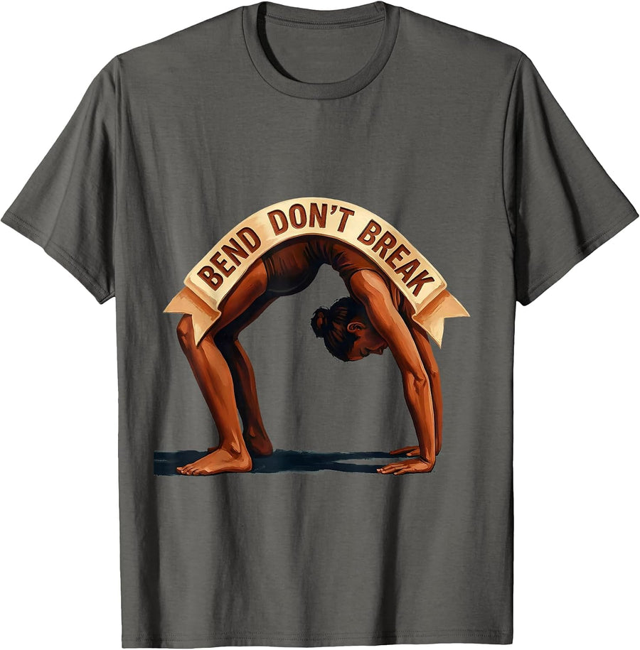 Bend Don't Break Pilates Motivational Design T-Shirt - Asphalt Grey