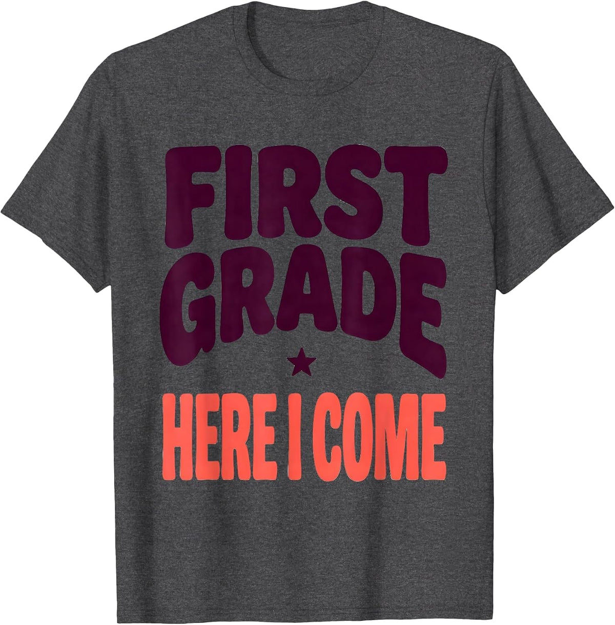 Men's First Grade Here I Come Cute Dumpling Back to School Girl T-Shirt - Dark Heather Grey