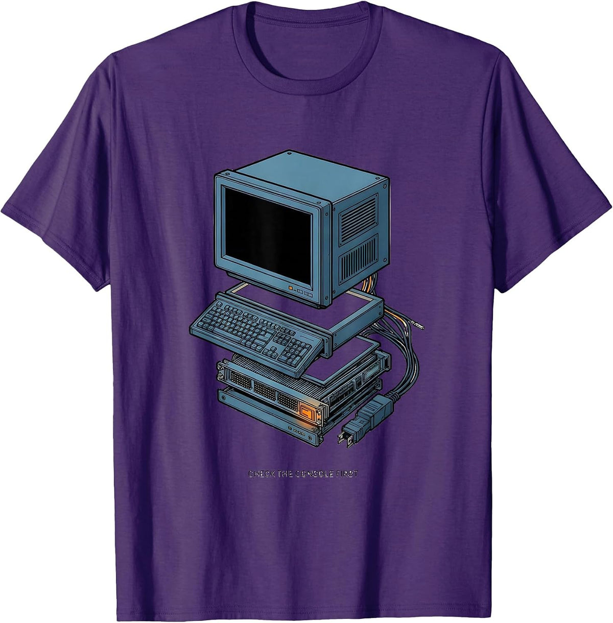 Men's Check The Console First Funny Tech Support Programmer IT T-Shirt - Purple