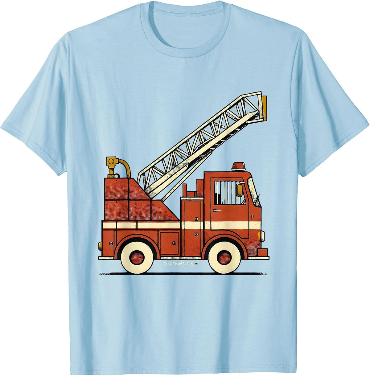 Men's Firefighter Kid Midcentury Modern Fire Truck Toddler T-Shirt - Baby Blue