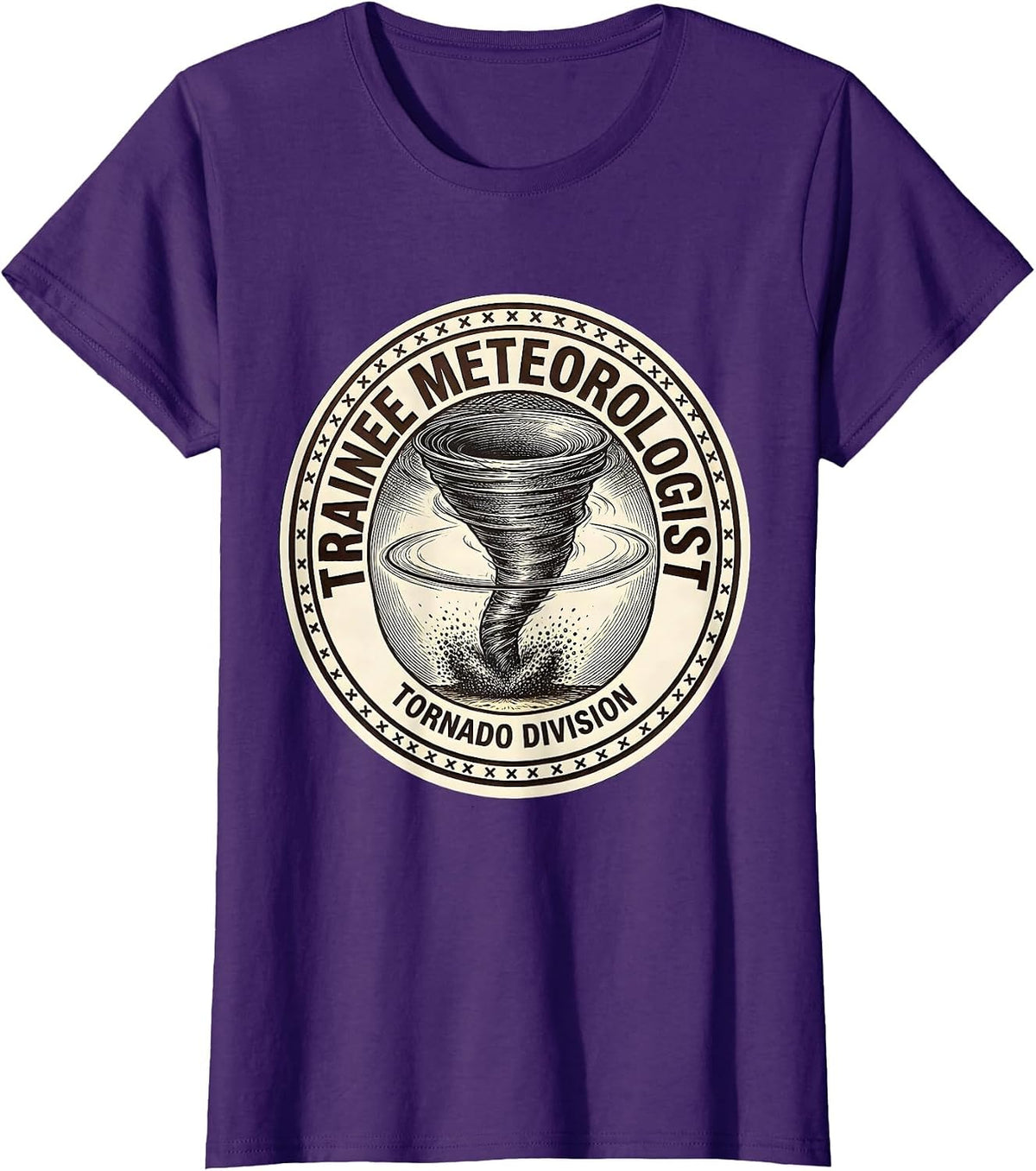 Women's Trainee Meteorologist, Tornado Division Storm Chaser T-Shirt - Purple