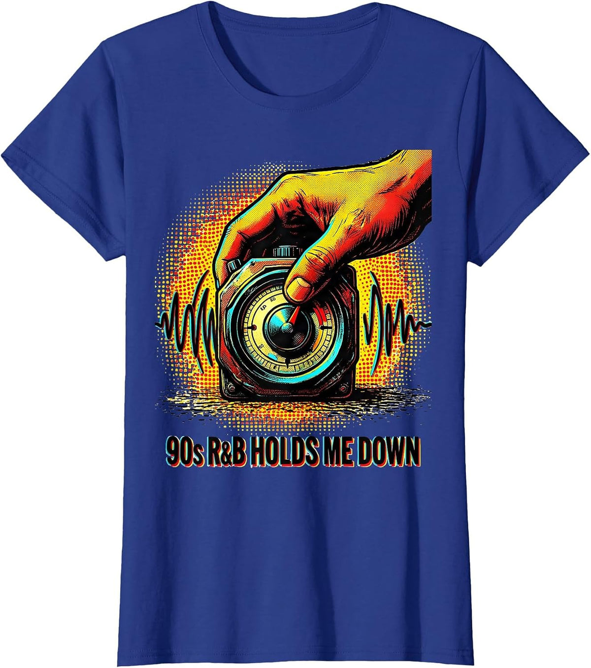 Women's 90s R&B Holds Me Down Pop Art Retro Music Fan T-Shirt - Royal Blue