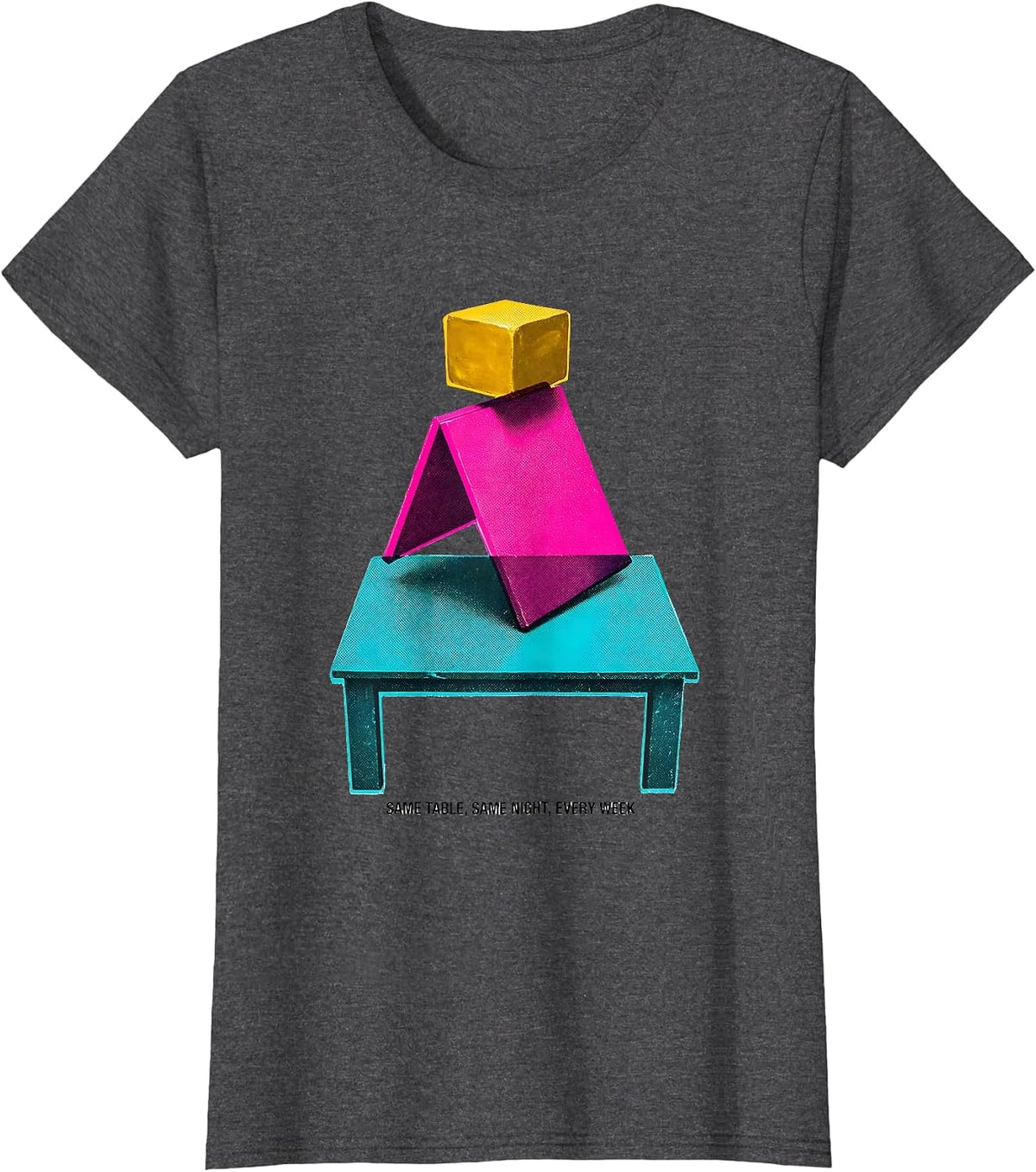 Women's Same Table Same Night Every Week Funny Billiards Pool Player T-Shirt - Dark Heather Grey