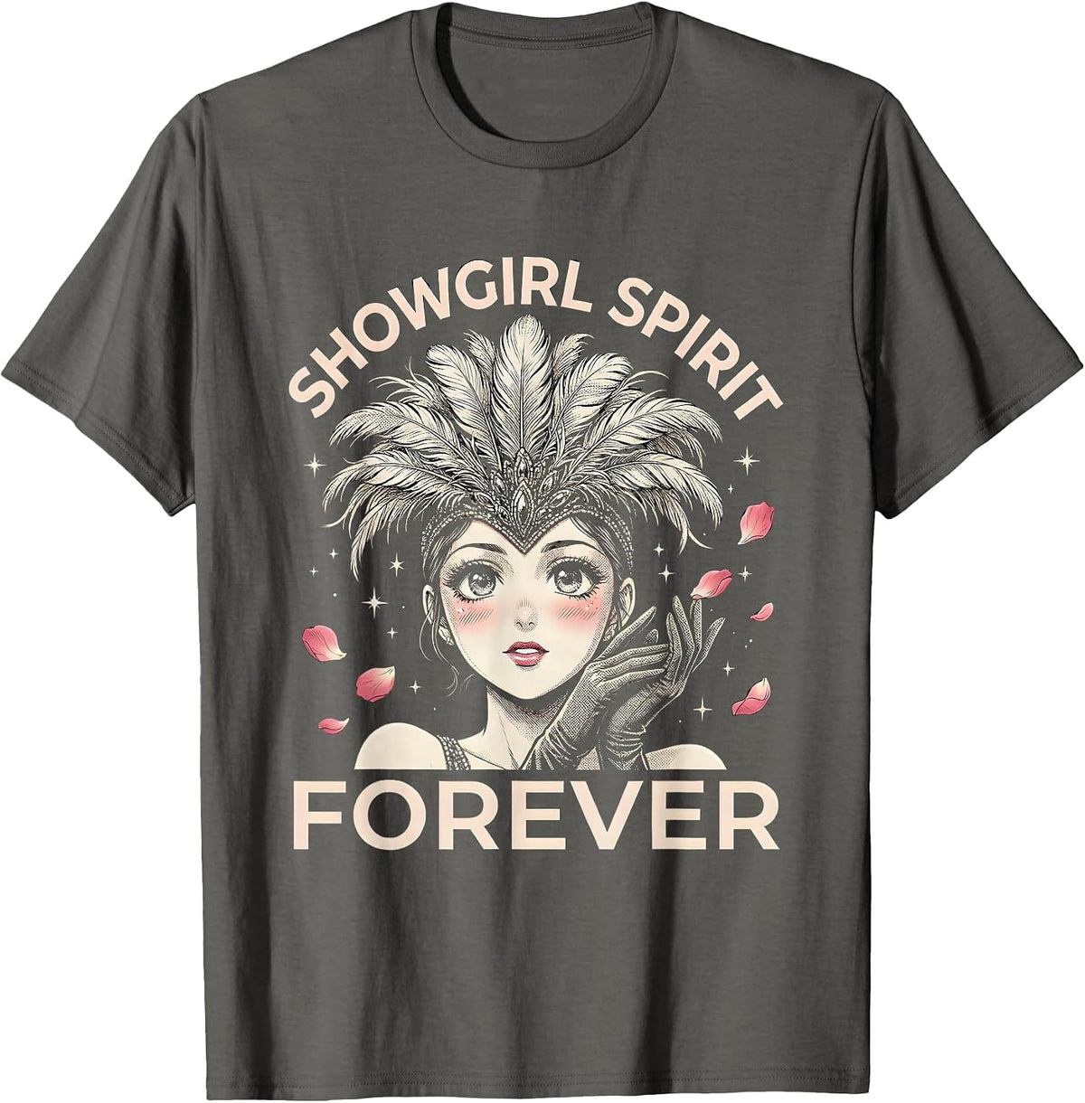 Showgirl Spirit Forever Glam Era Design T-Shirt - Asphalt Grey