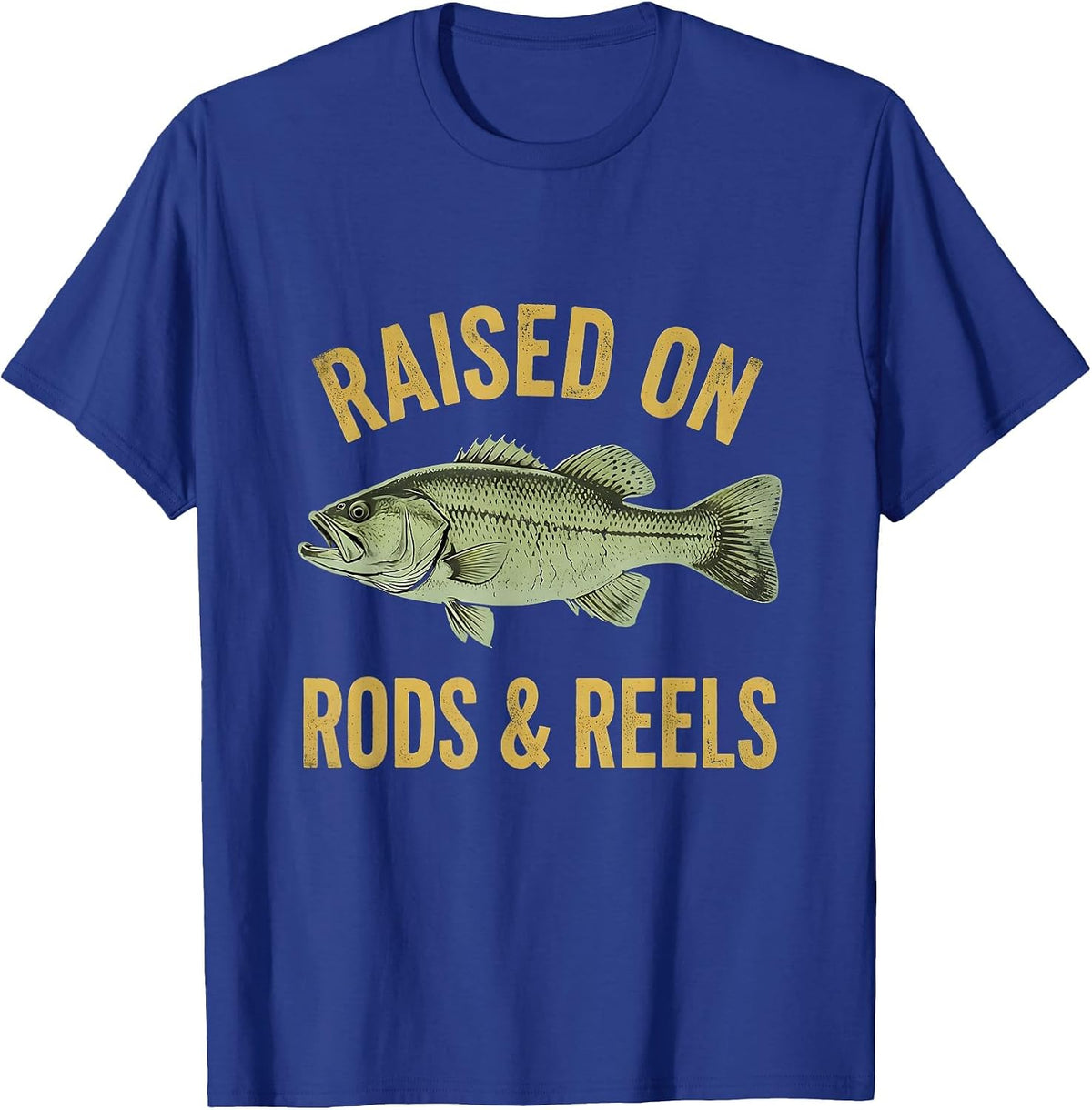 Raised on Rods Reels Kids Fishing Design T-Shirt - Royal Blue