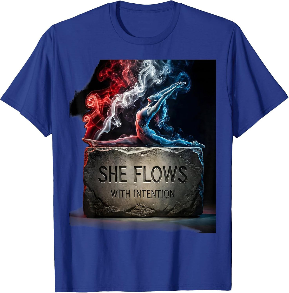 She Flows With Intention Pilates Design T-Shirt - Royal Blue