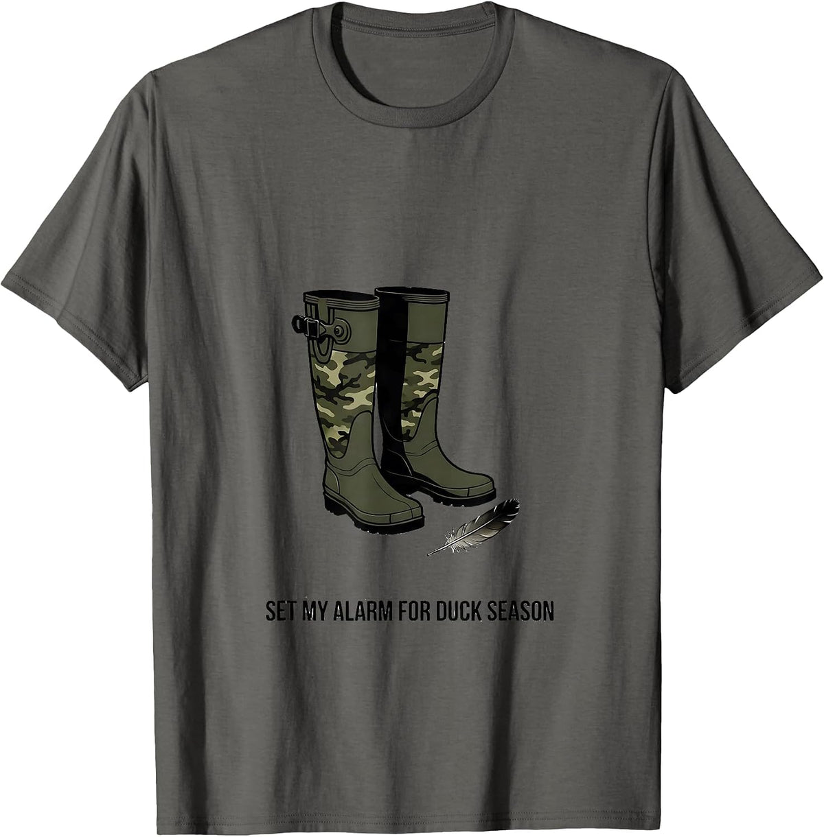 Set My Alarm For Duck Season Camo Hunting Youth Waterfowl T-Shirt - Asphalt Grey