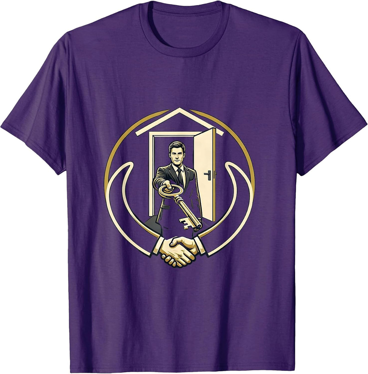 Men's Real Estate Agent House Key Emblem Realtor Gift T-Shirt - Purple