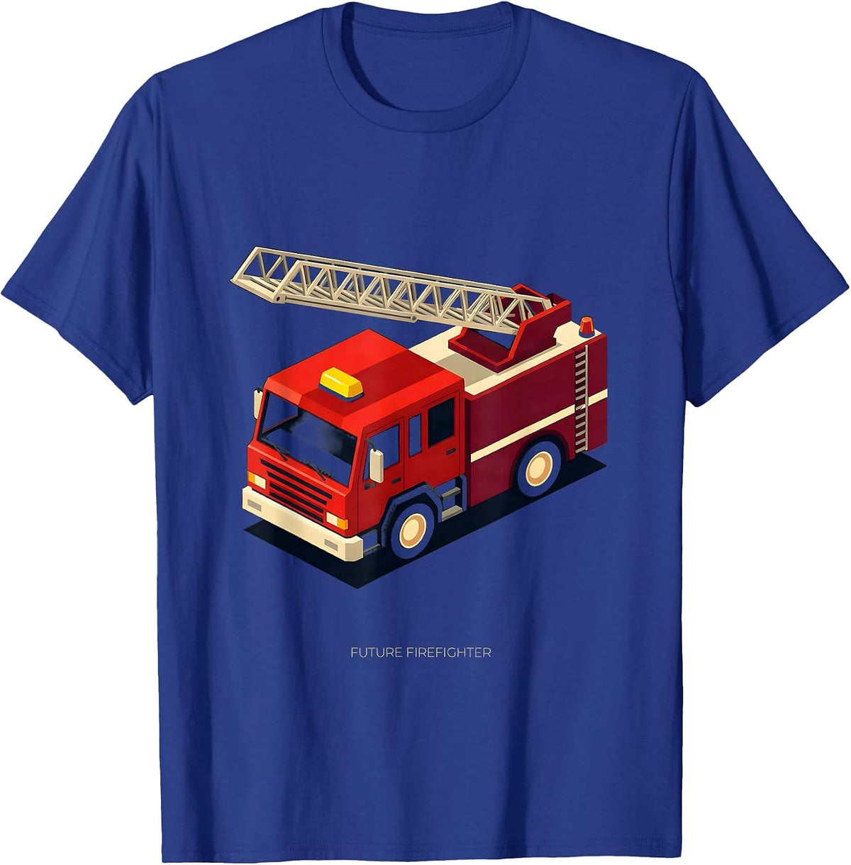 Future Firefighter Isometric Vector Fire Truck Kids Toddler T-Shirt - Royal Blue