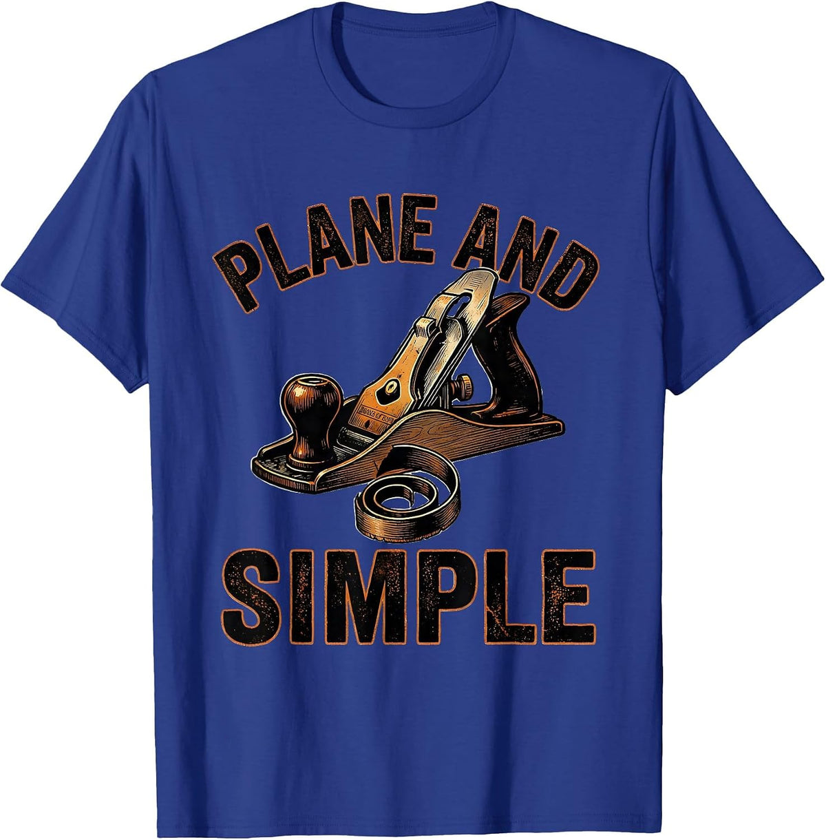 Men's Plane And Simple Vintage Carpenter Dad Humor Woodworking T-Shirt - Royal Blue