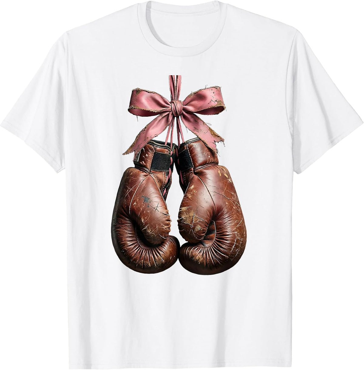 Boxing Gloves Pink Ribbon Breast Cancer Awareness T-Shirt - White