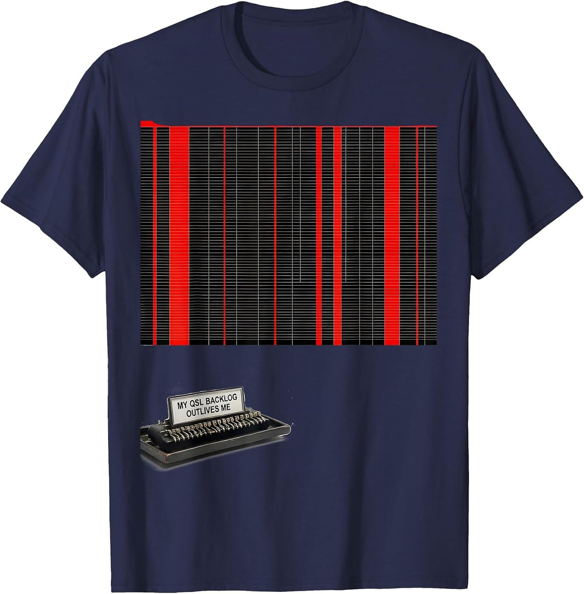 Men's My QSL Backlog Outlives Me Funny Ham Radio Operator Humor T-Shirt - Navy Blue