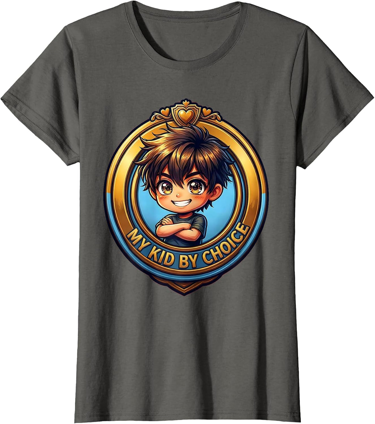 Women's My Kid By Choice Son In Law Favorite Child Design T-Shirt - Asphalt Grey