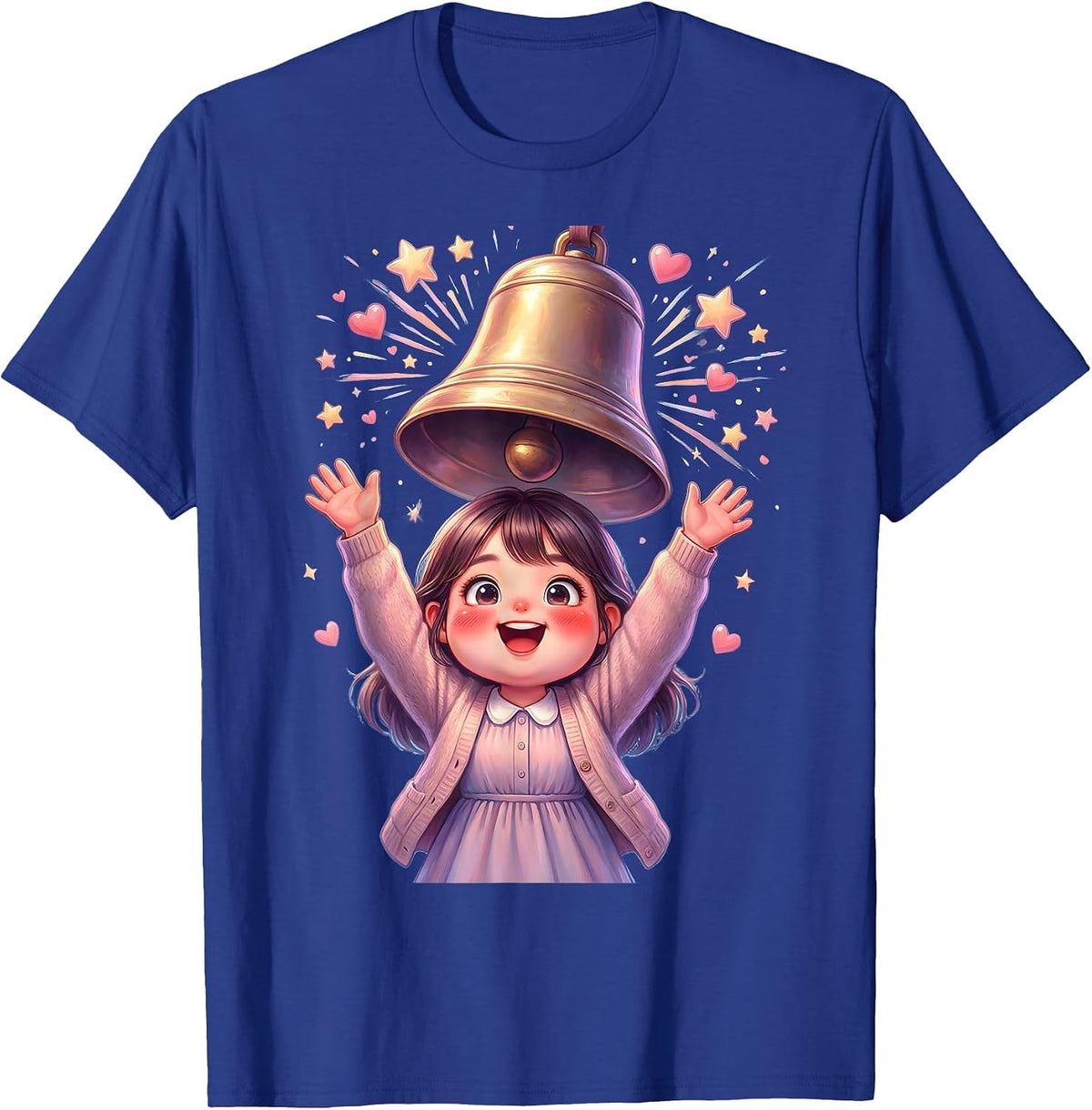 Elementary Teacher Ringing School Bell Illustration T-Shirt - Royal Blue