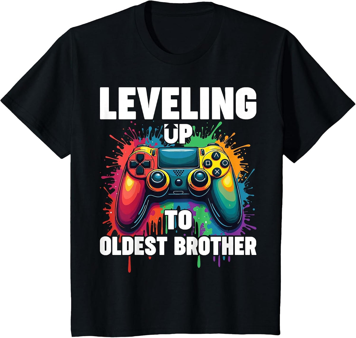 Gender Reveal Gamer Leveling Up to Oldest Brother T-Shirt - Black