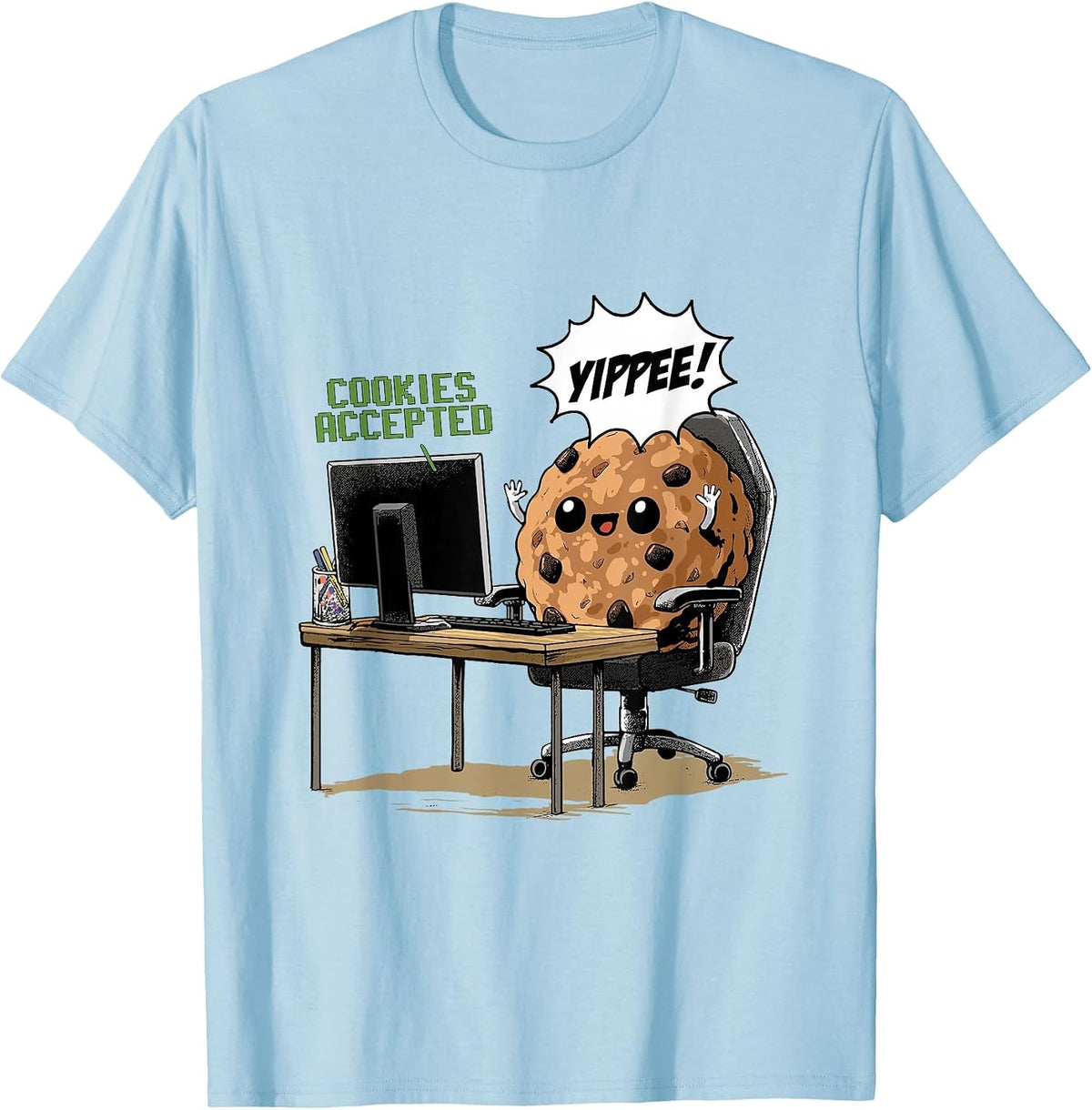 Cookies Accepted Nerd Shirt Funny Computer Internet Coder T-Shirt, Men, Baby Blue, XX-Large - As Pictured