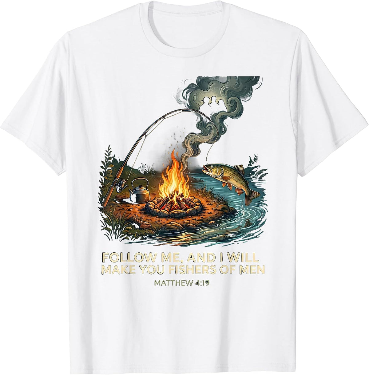 Men's Follow Me, And I Will Make You Fishers Of Men — Matthew 4:19 T-Shirt - White