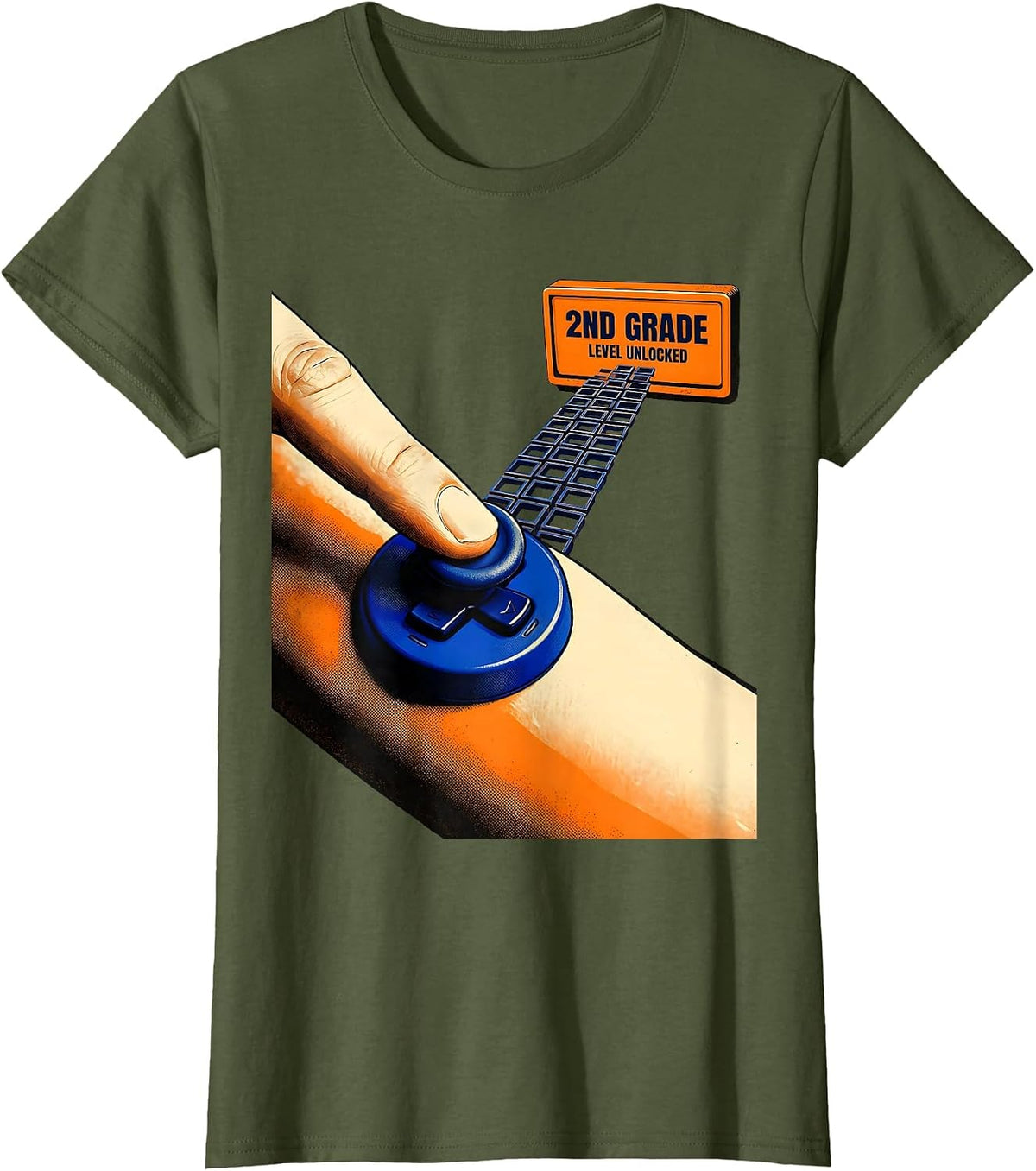 Women's 2nd Grade Level Unlocked Gamer Back To School First Day T-Shirt - Olive Green