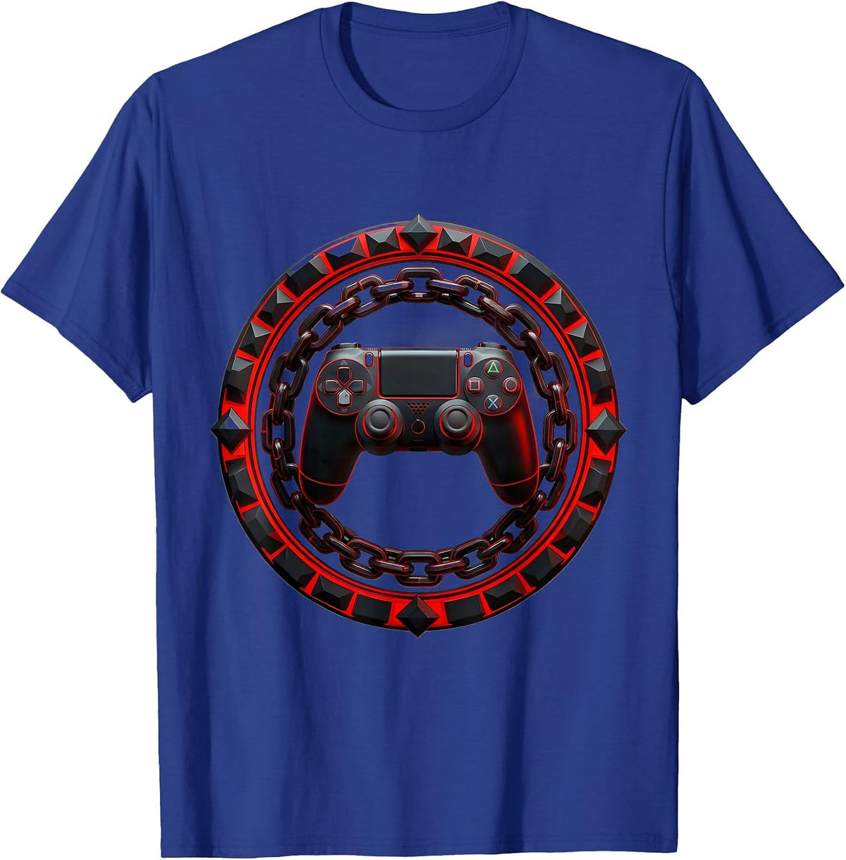80s Game Controller Wrapped in Chains Graphic T-Shirt - Royal Blue
