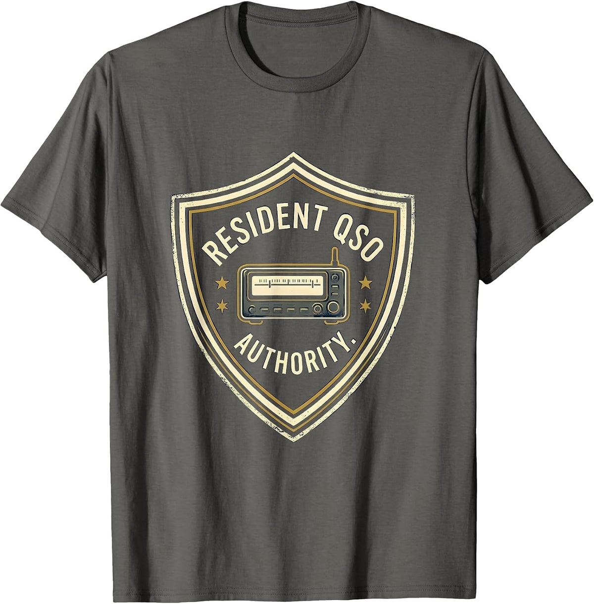 Men's Resident QSO Authority Funny Ham Radio Operator Hobbyist T-Shirt - Asphalt Grey