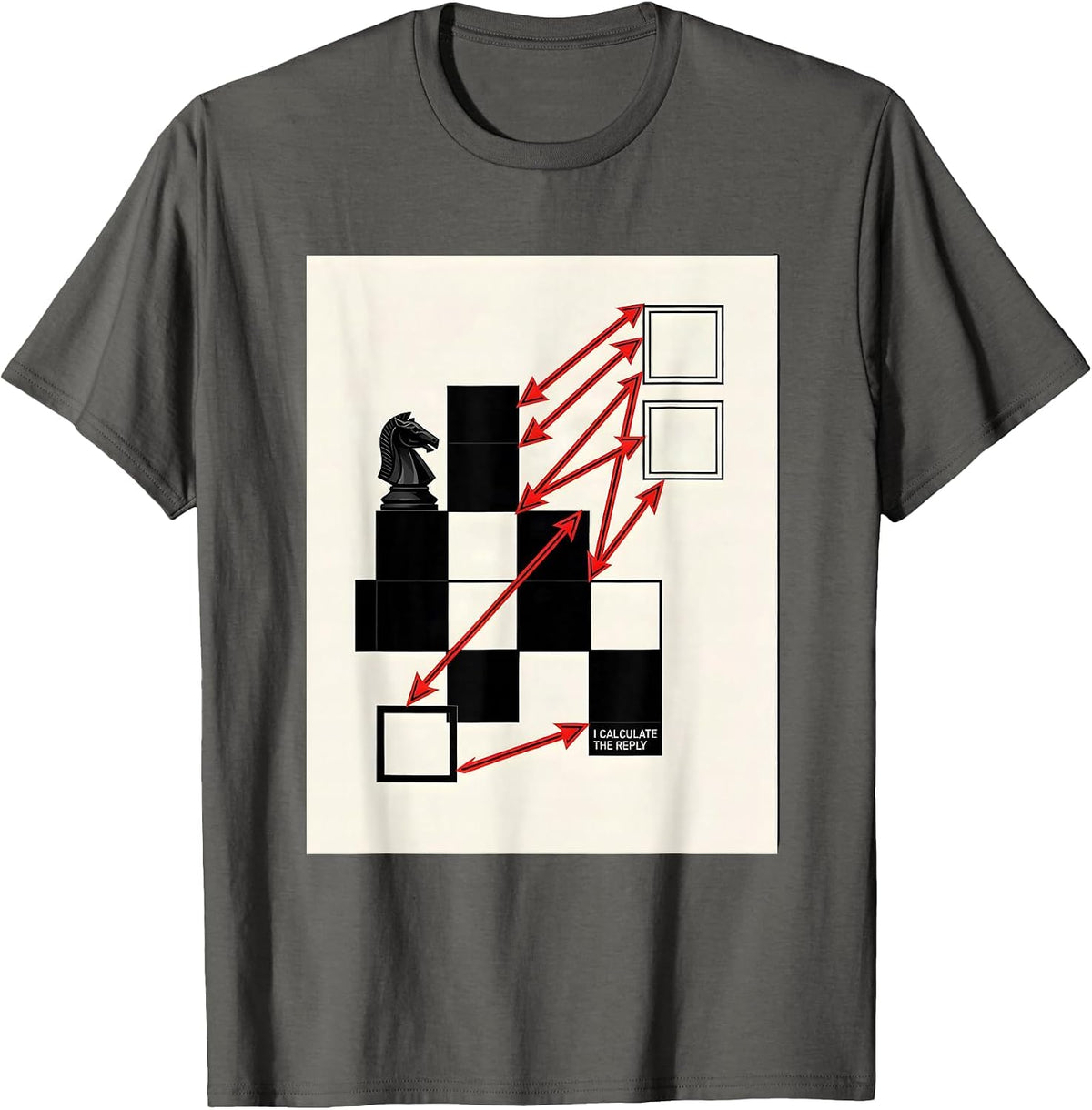 Men's I Calculate The Reply Funny Chess Player Chess Club Humor T-Shirt - Asphalt Grey