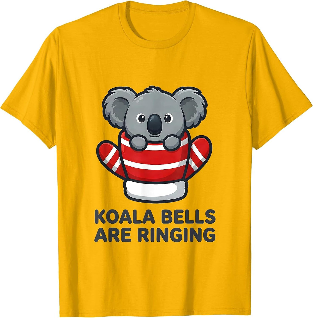Men's Koala Bells Are Ringing Cute Kawaii Koala Lover Christmas T-Shirt - Golden Yellow