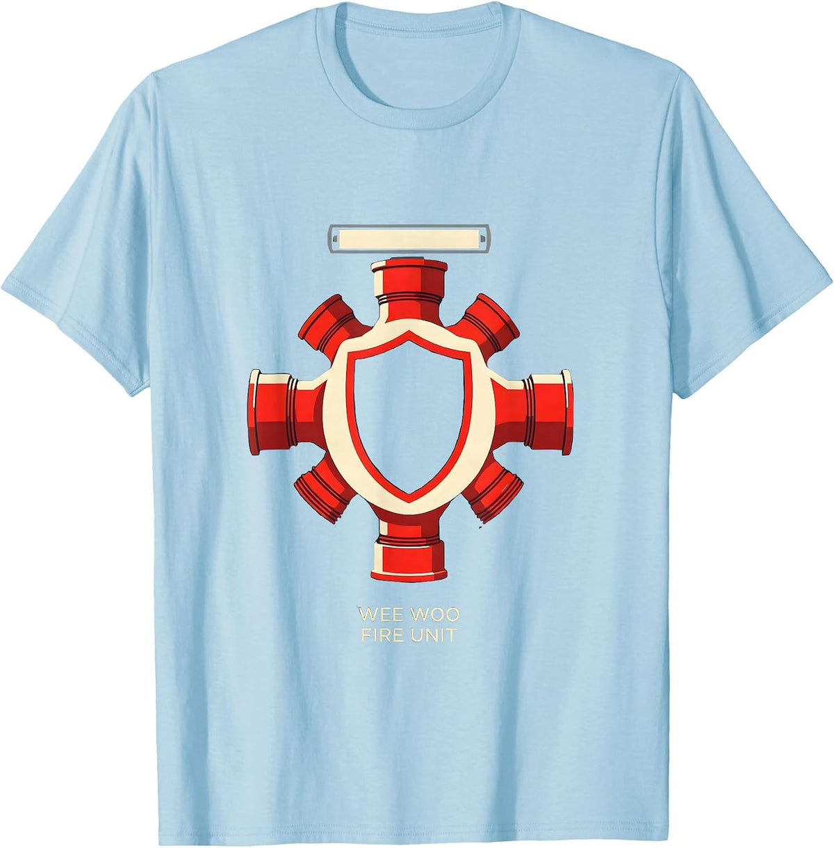 Wee Woo Fire Unit Minimalist Firefighter Badge Humor T-Shirt - Baby Blue