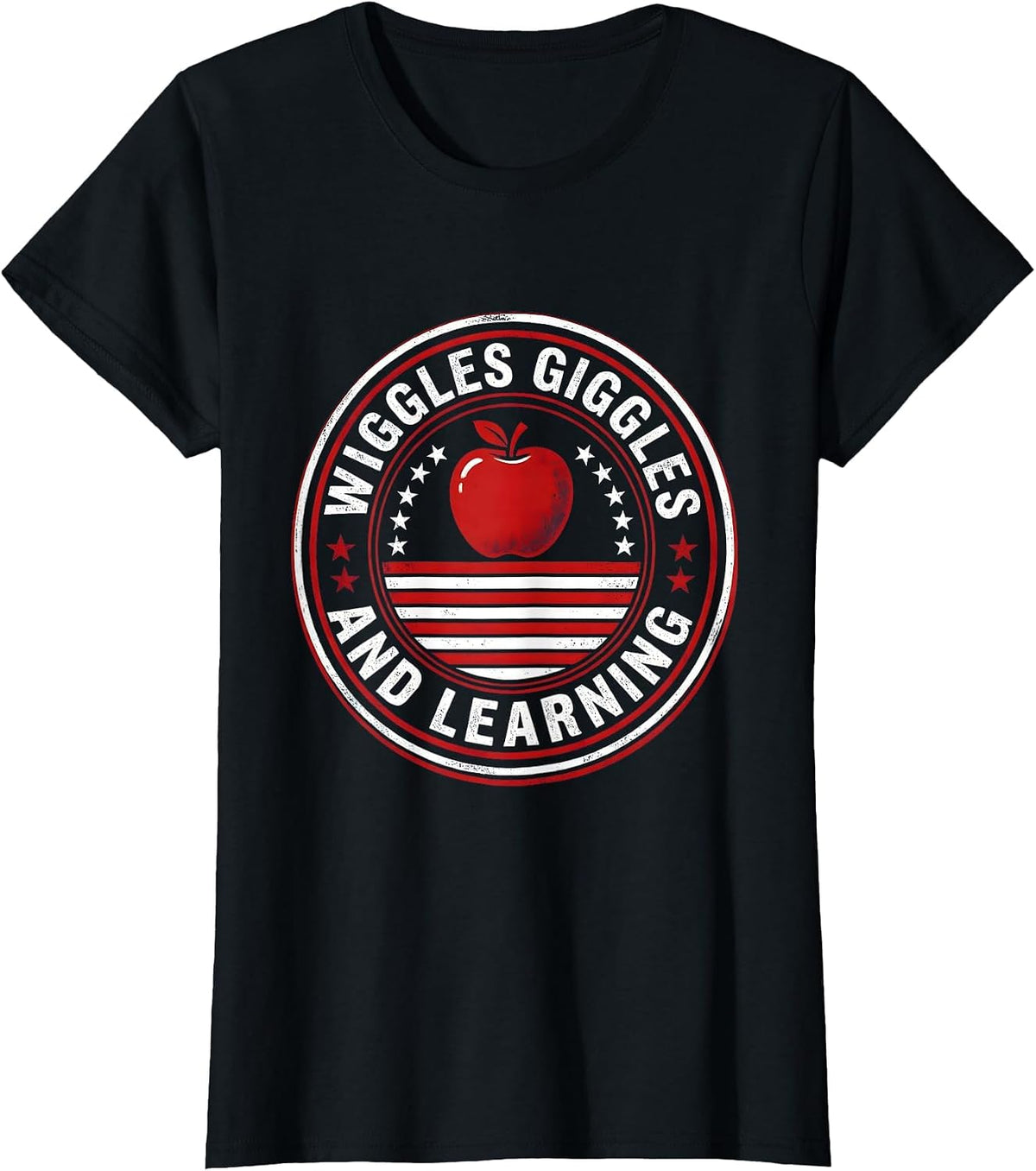 Wiggles Giggles and Learning PreK Teacher Design T-Shirt - Black