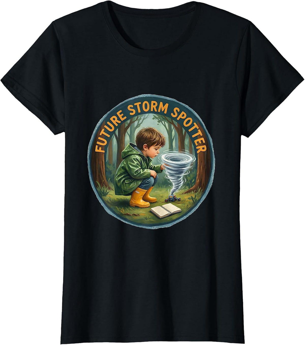 Future Storm Spotter Storybook Tornado Chaser Meteorology T-Shirt - Black