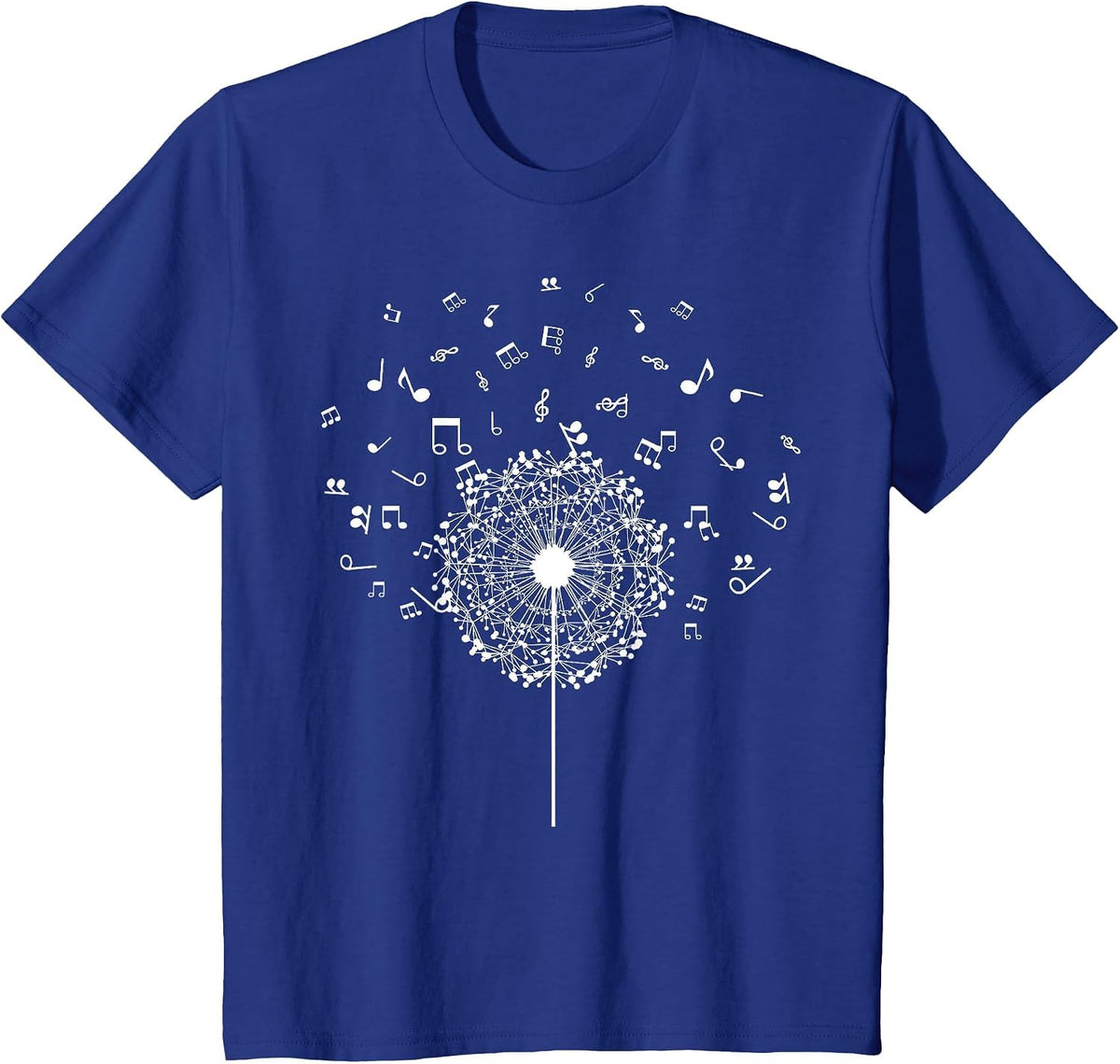 Musician Dandelion Flower Music Notes Clef Teacher T-Shirt - Royal Blue