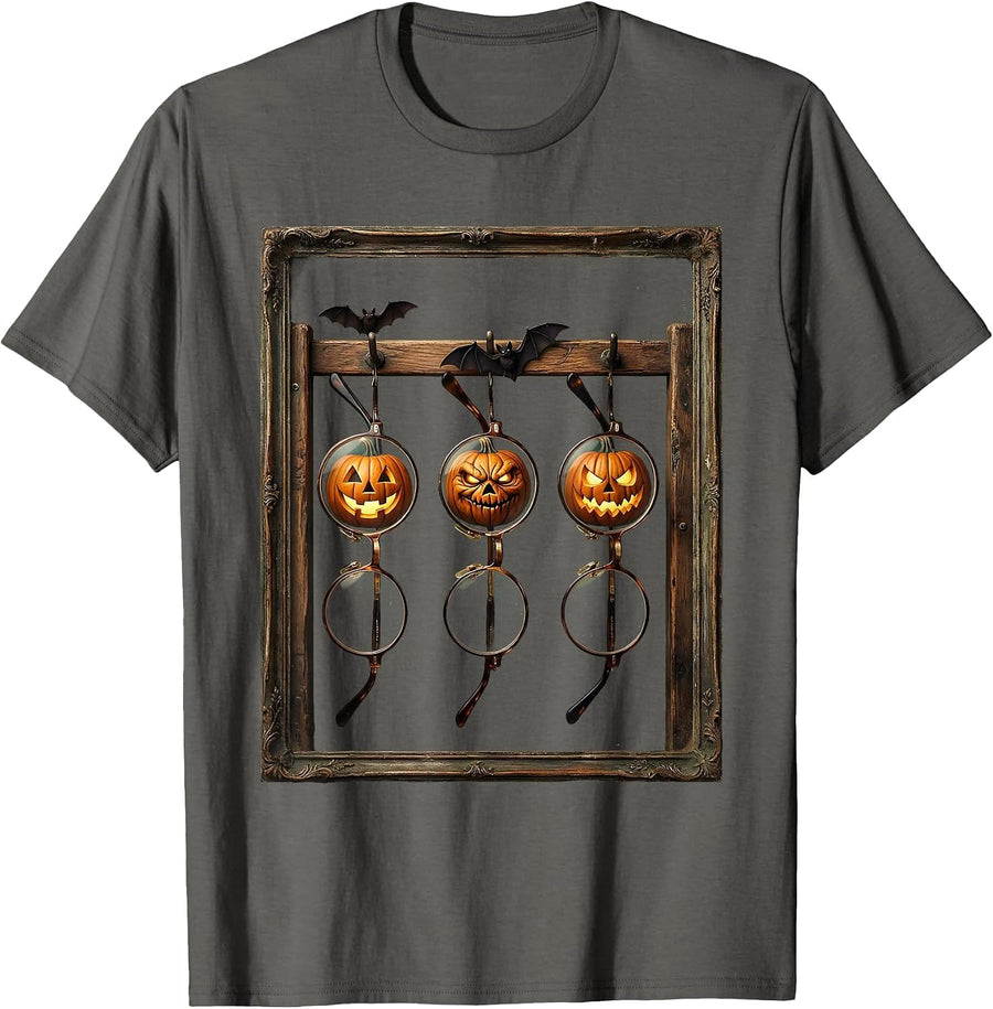 Trial-Frame Spectacles Halloween Optometrist Vintage Eye T-Shirt - Asphalt Grey