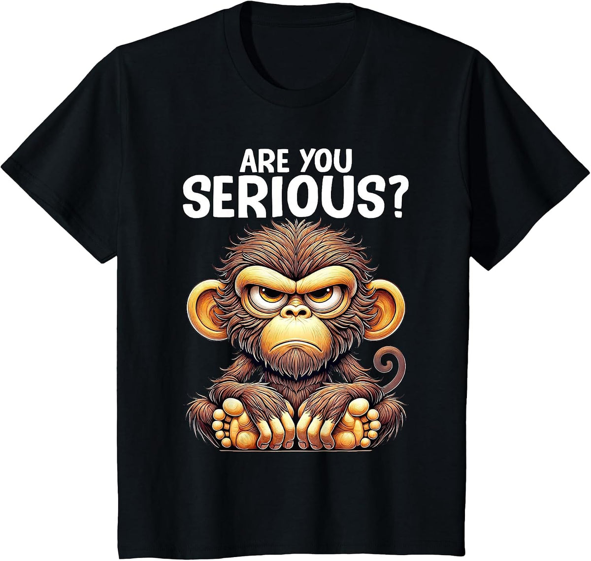 Humor are You Serious Grumpy Funny Monkey Meme T-Shirt - Black