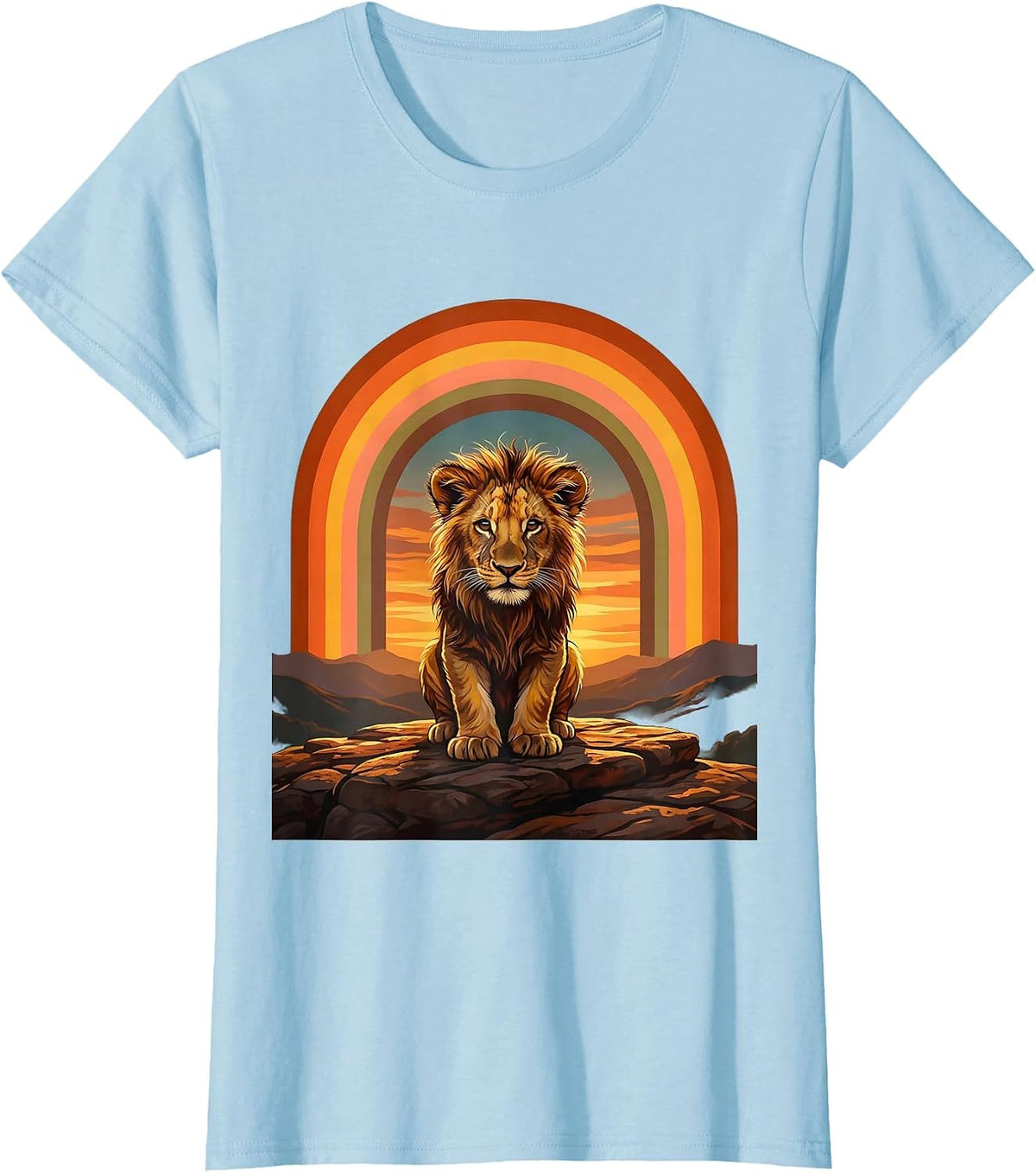 Women's Down Syndrome Awareness Bold Lion Cub Ledge Art T-Shirt - Baby Blue