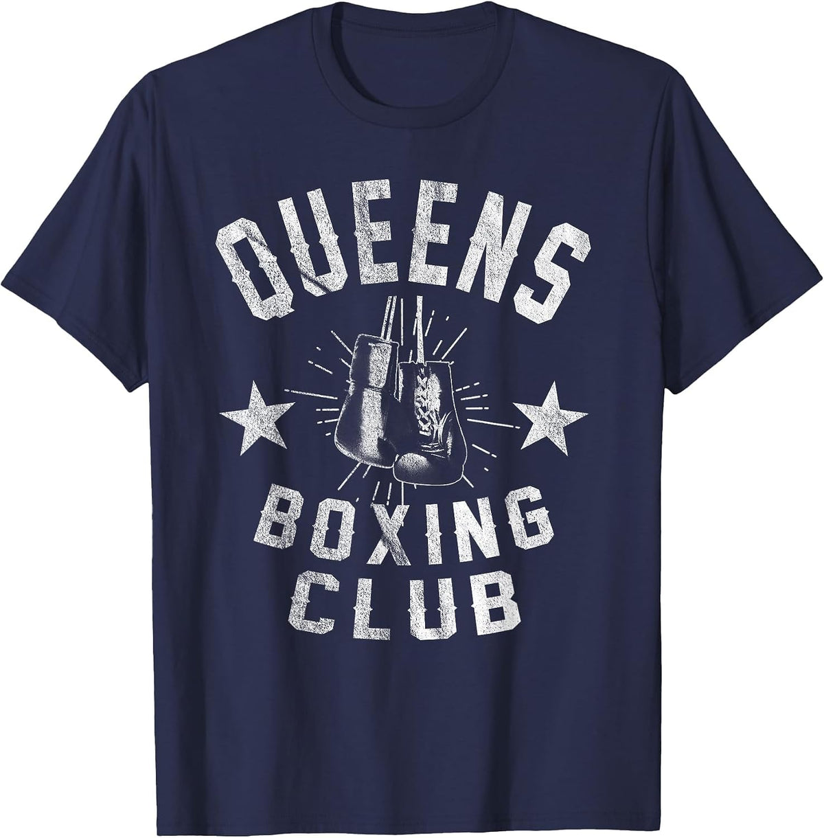 Queens Boxing Club - Vintage Distressed Boxer T-Shirt T-Shirt - Navy Blue