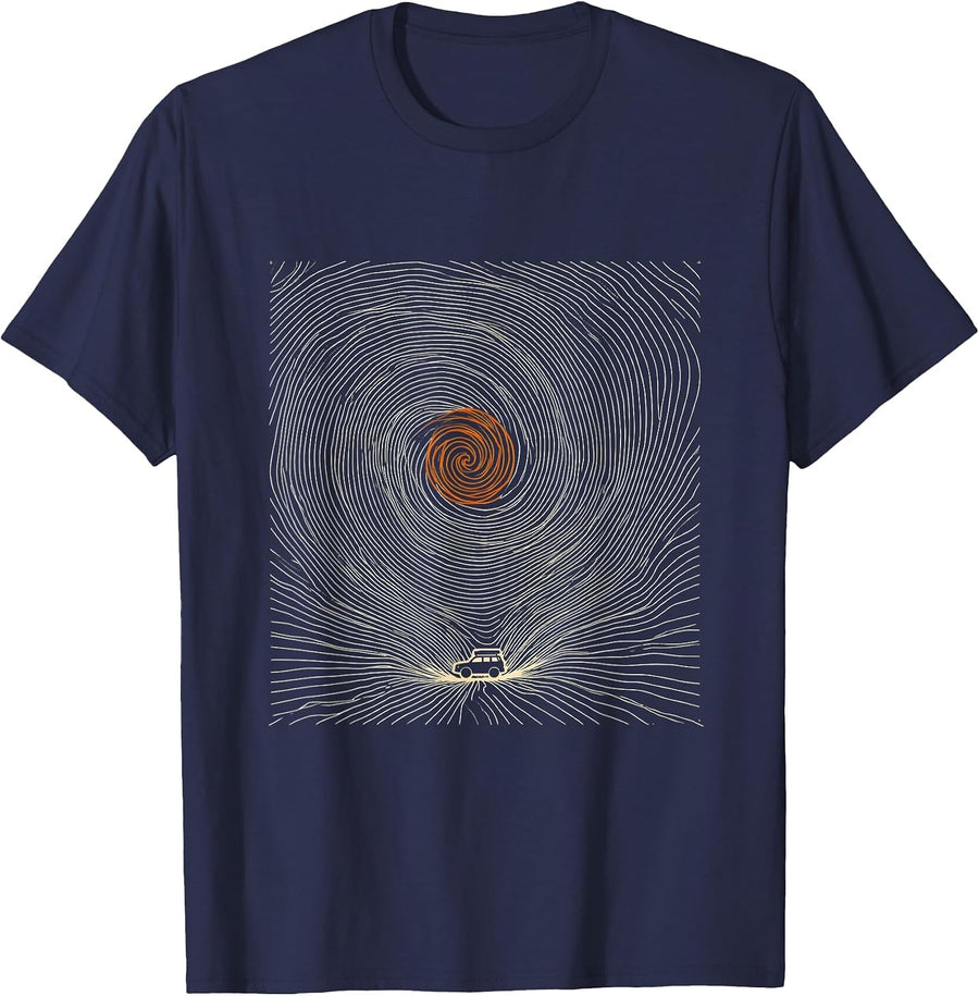 Topographic Tornado Vortex Storm Chaser Meteorology T-Shirt - Navy Blue