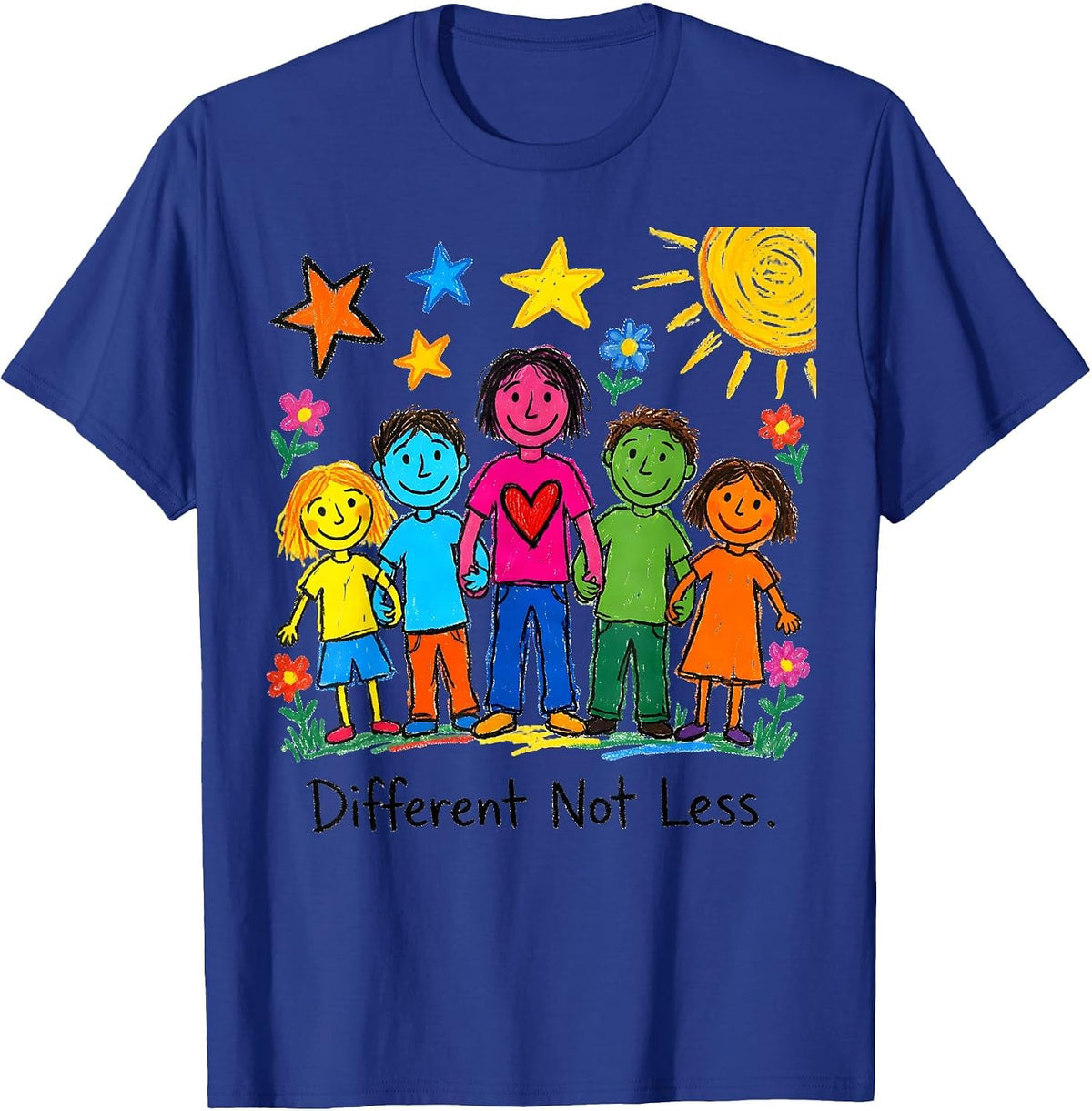Men's Different Not Less Down Syndrome Awareness Design T-Shirt - Royal Blue