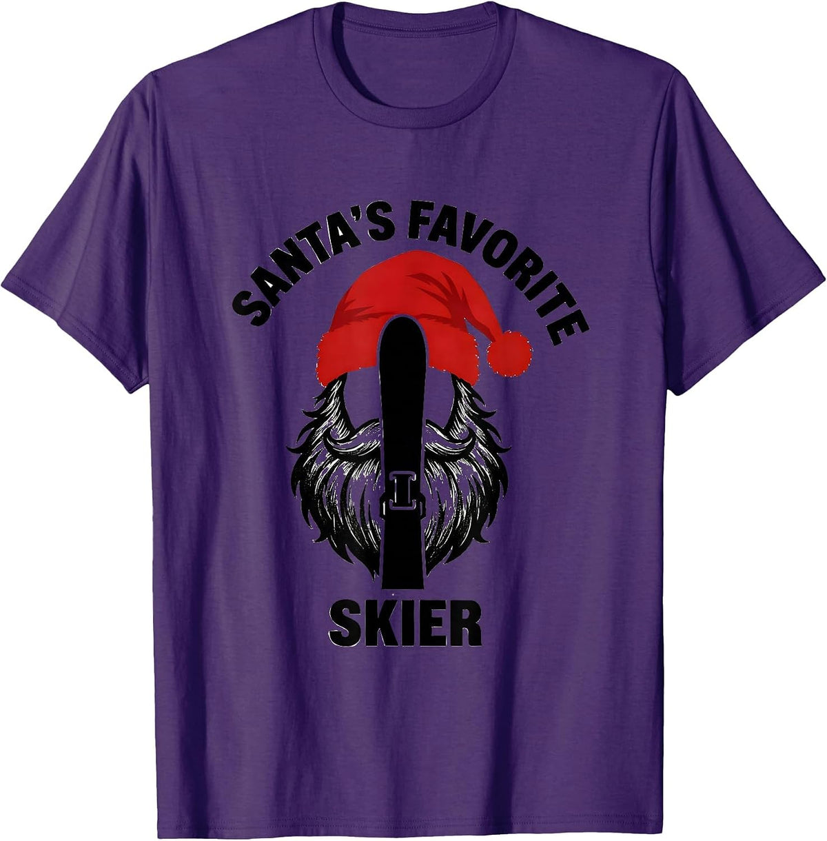 Men's Santa's Favorite Skier Funny Skiing Christmas Pajama T-Shirt - Purple