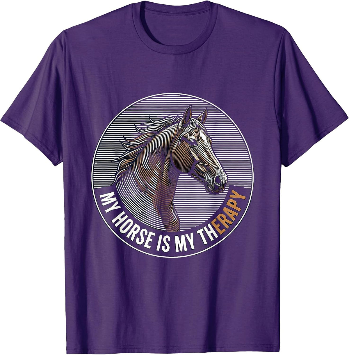 Men's My Horse Is My Therapy Equestrian Design T-Shirt - Purple