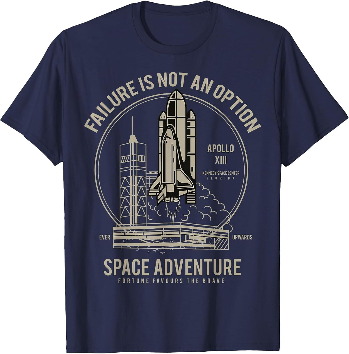 Space Shuttle Launch Galaxy Tee T-Shirt - Navy Blue