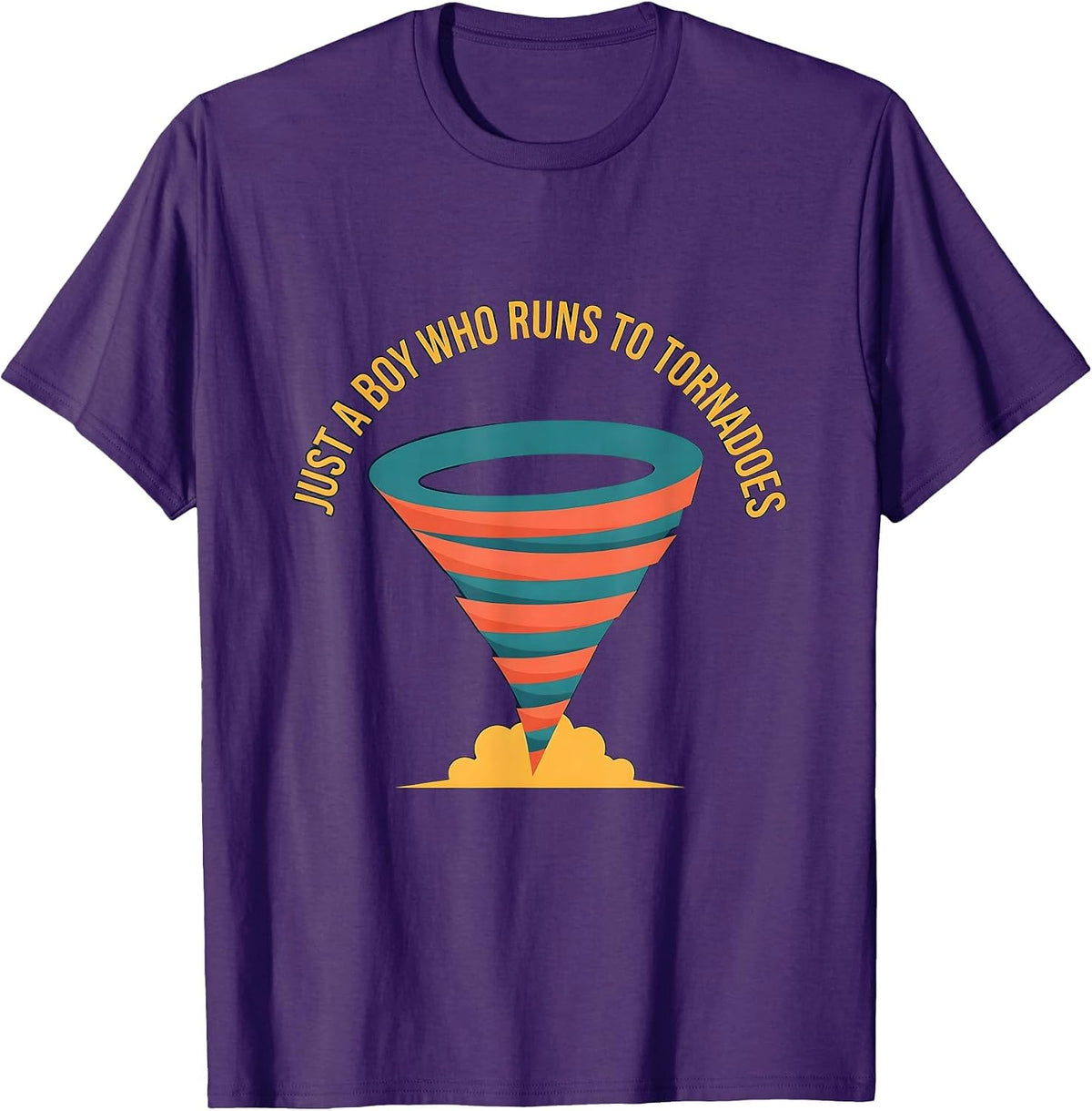 Just A Boy Who Runs To Tornadoes Funny Storm Chaser Weather T-Shirt - Purple