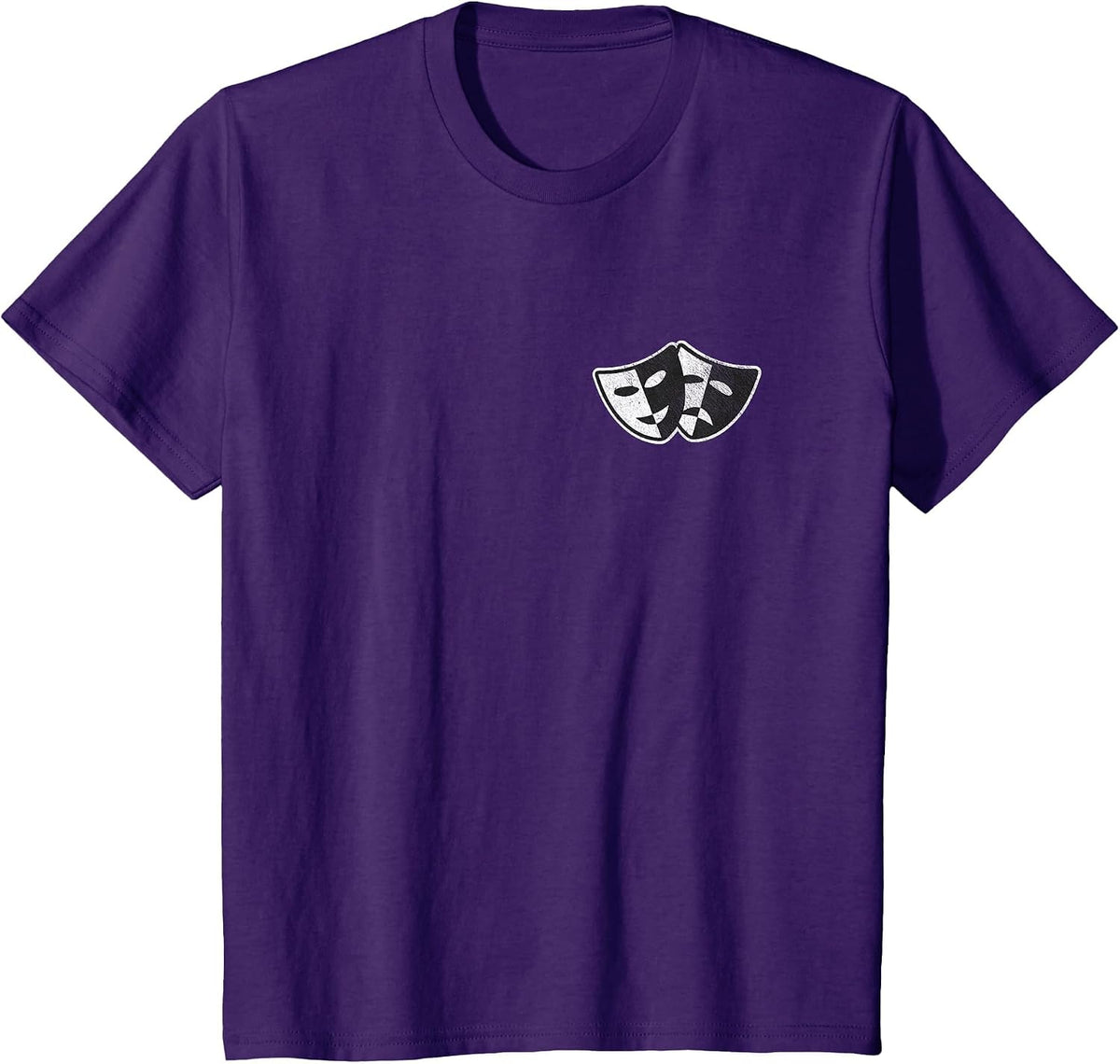 Theatre Masks Drama and Comedy Sad and Laughing T-Shirt - Purple
