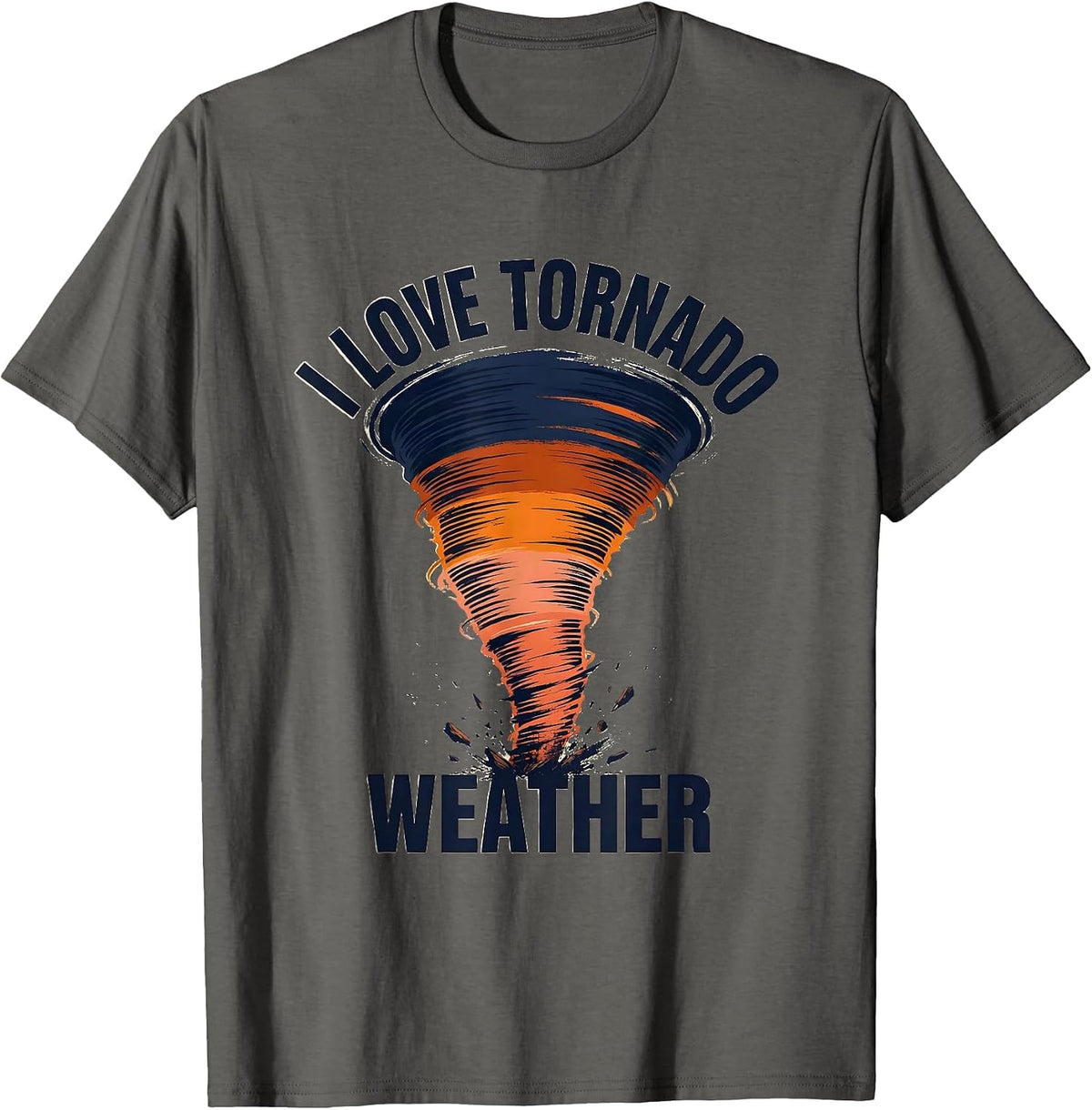 I Love Tornado Weather Bold Meteorology Enthusiast Storm T-Shirt - Asphalt Grey