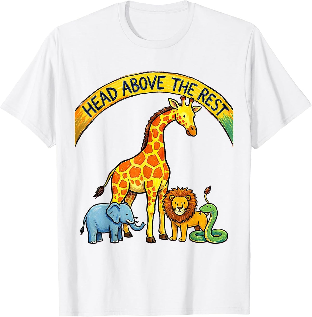 Men's Head Above the Rest Giraffe Design T-Shirt - White