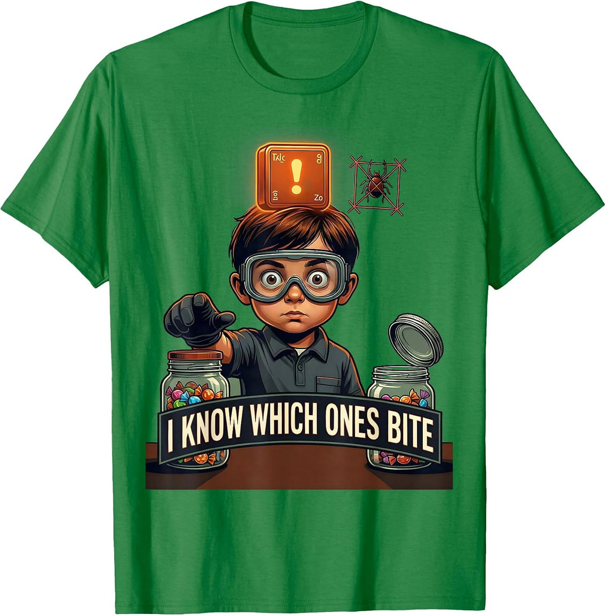 Men's I Know Which Ones Bite Funny Periodic Table Chemistry T-Shirt - Kelly Green