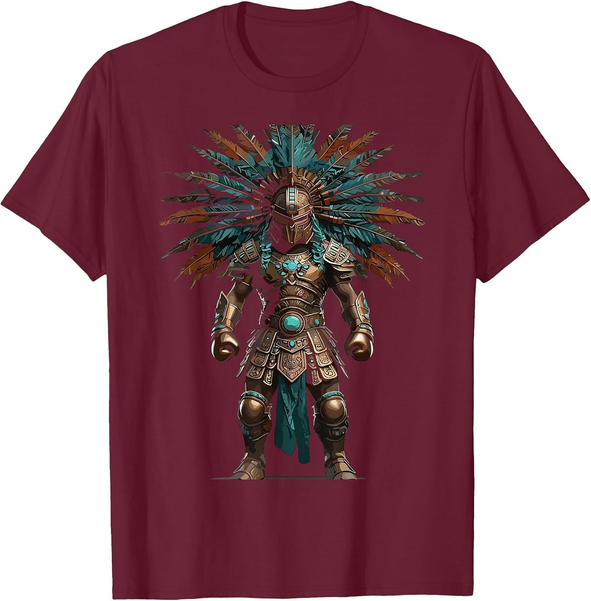 Aztec Warrior Mexican Boxing Pride T-Shirt - Burgundy