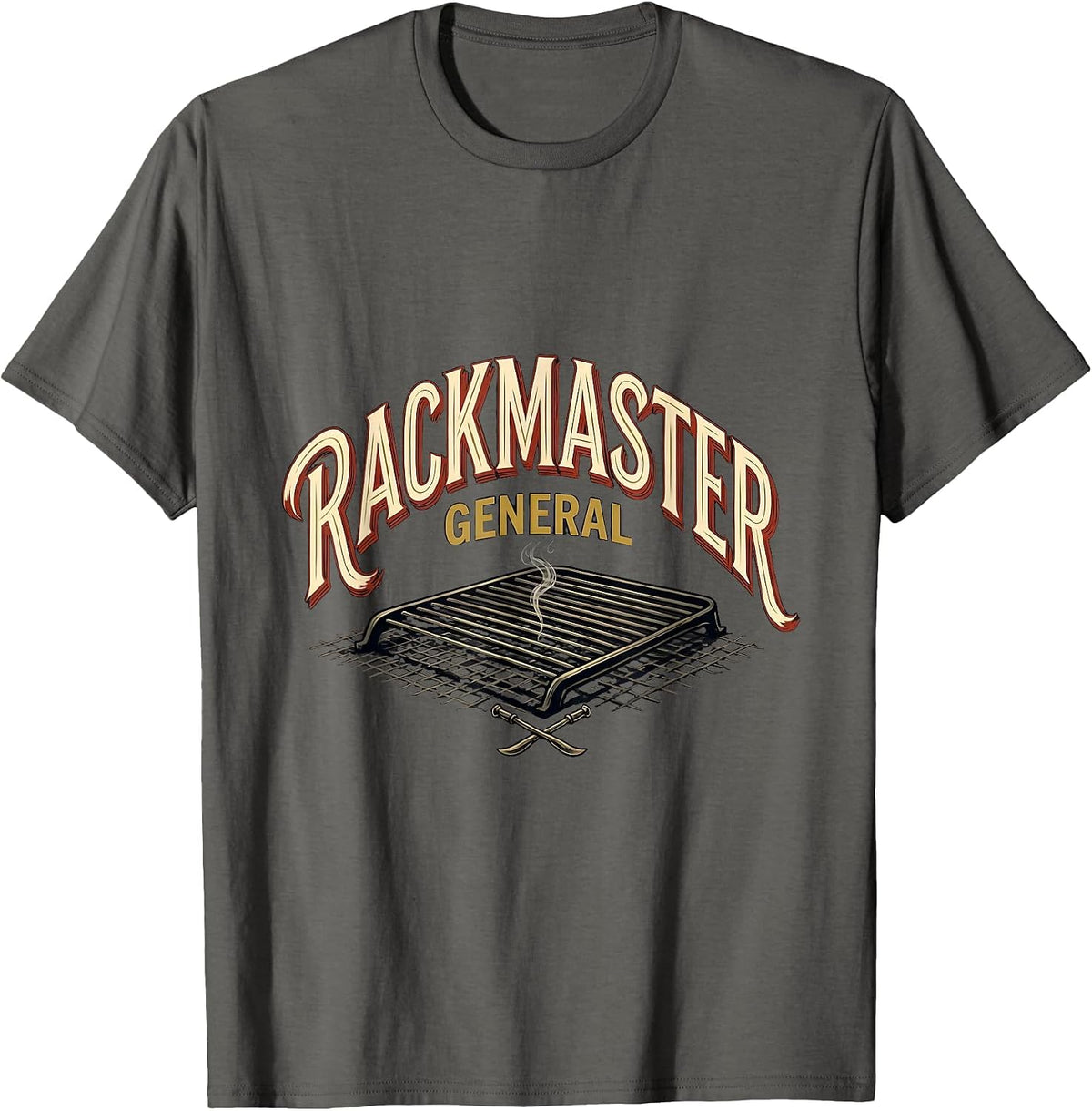 Rackmaster General Sign Painter BBQ Pitmaster Grilling Humor T-Shirt - Asphalt Grey